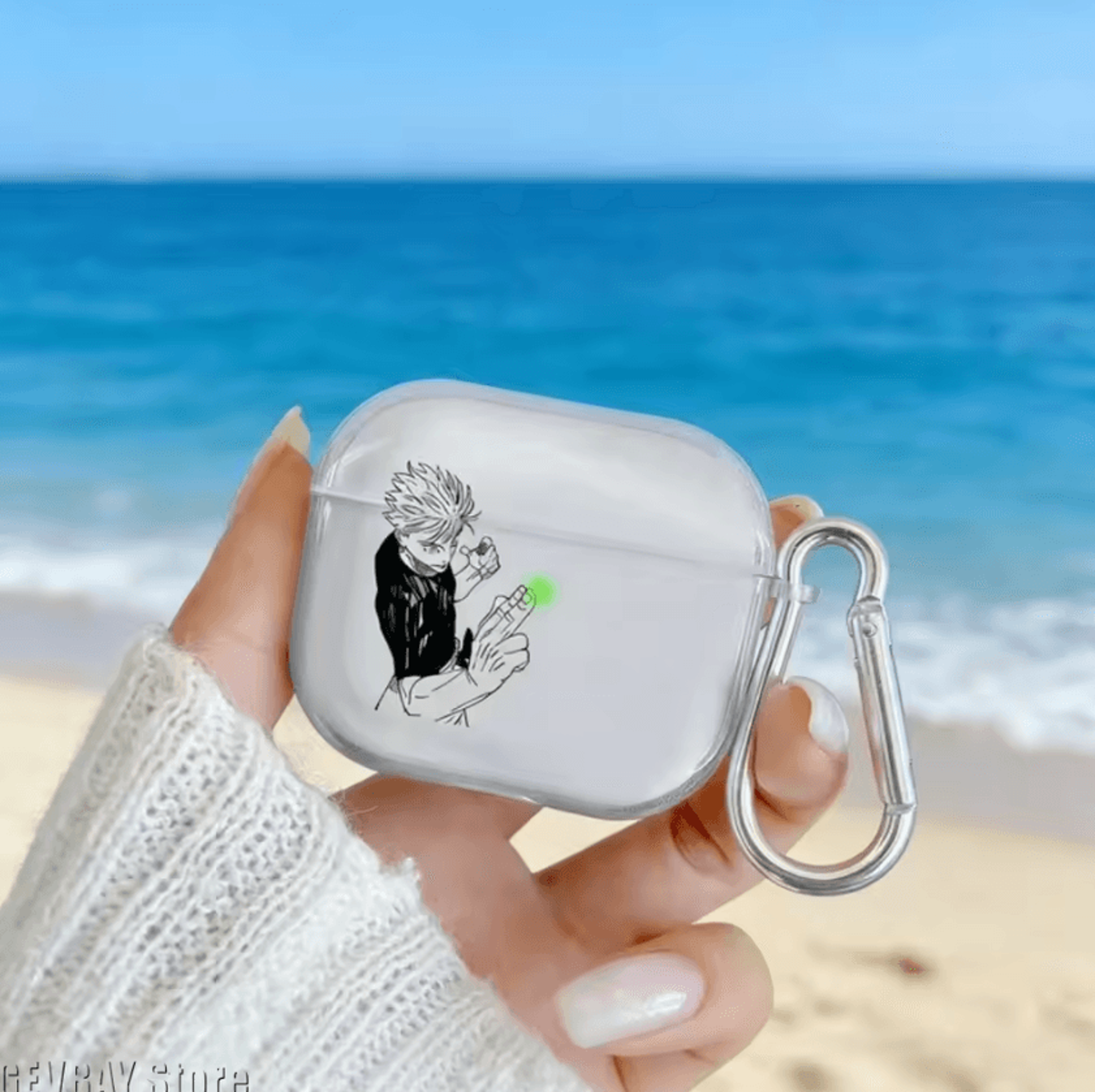 gojo satoru transparent airpods case – anime tpu protective cover (all generations)