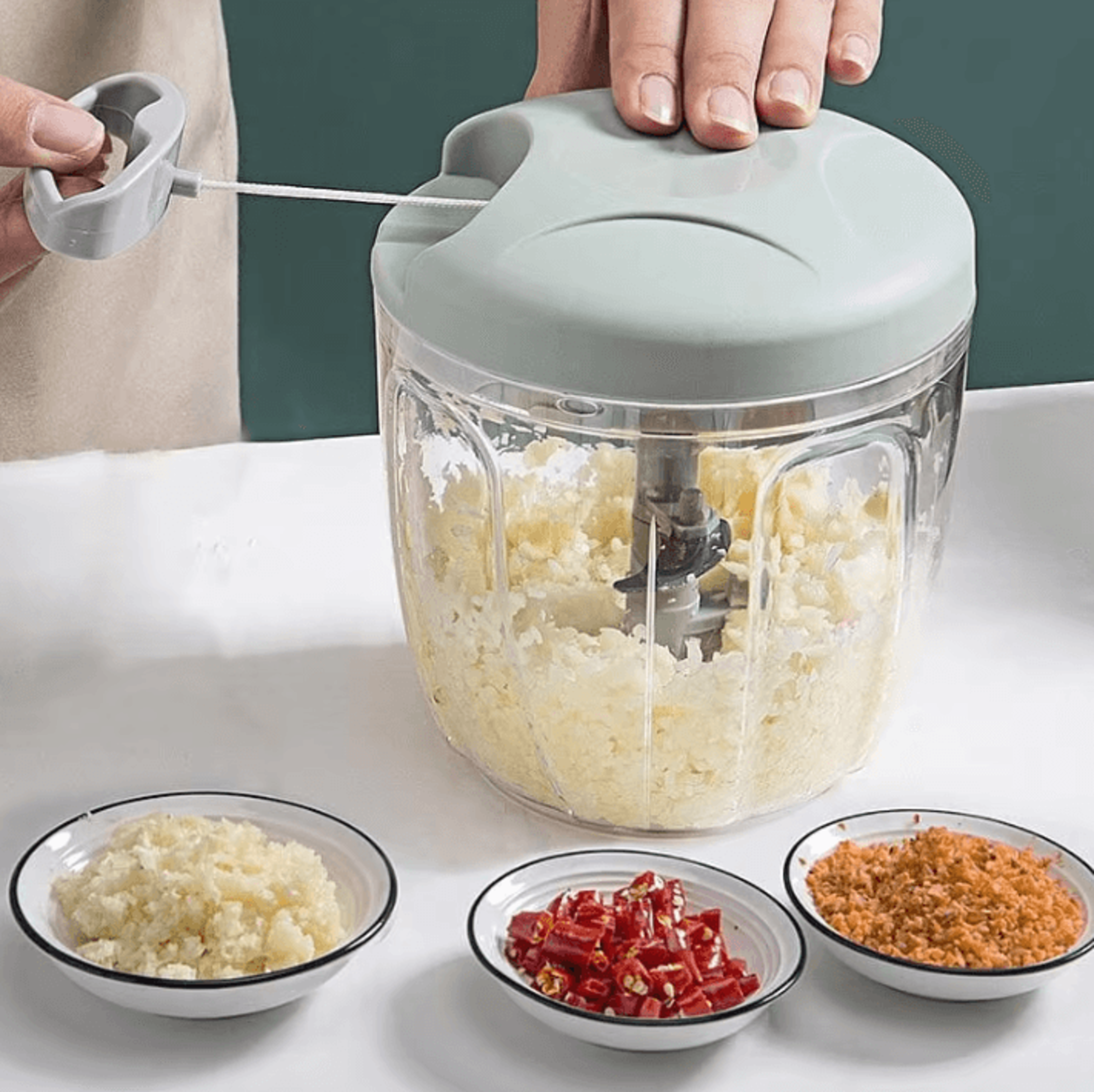 SwiftChop Pro Manual Meat  Vegetable Chopper  500900ML PullString Garlic Mincer  Food Processor 0