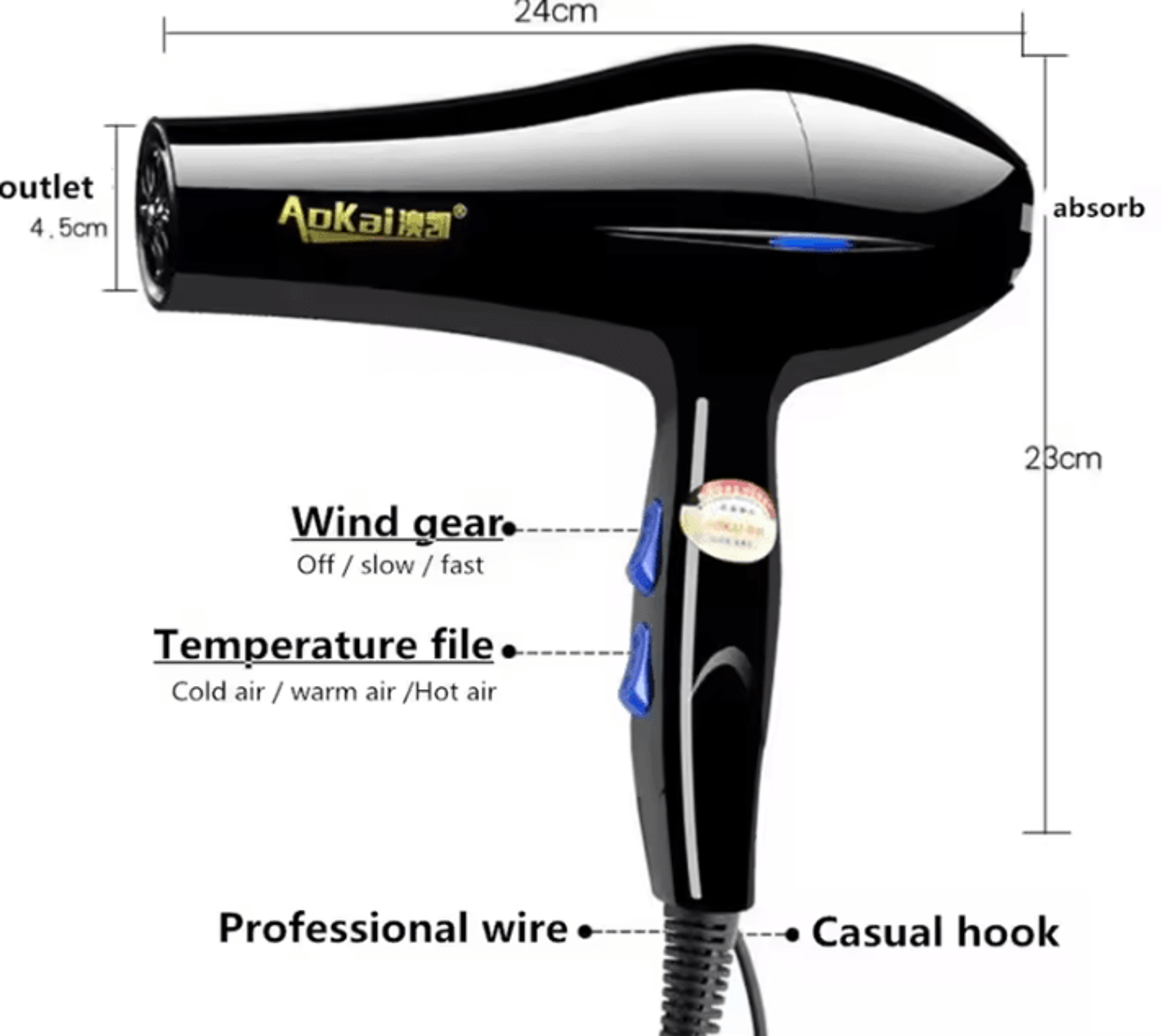 Professional Powerful Ionic Hair Dryer With Hot  Cold Control  Precision Nozzle 1