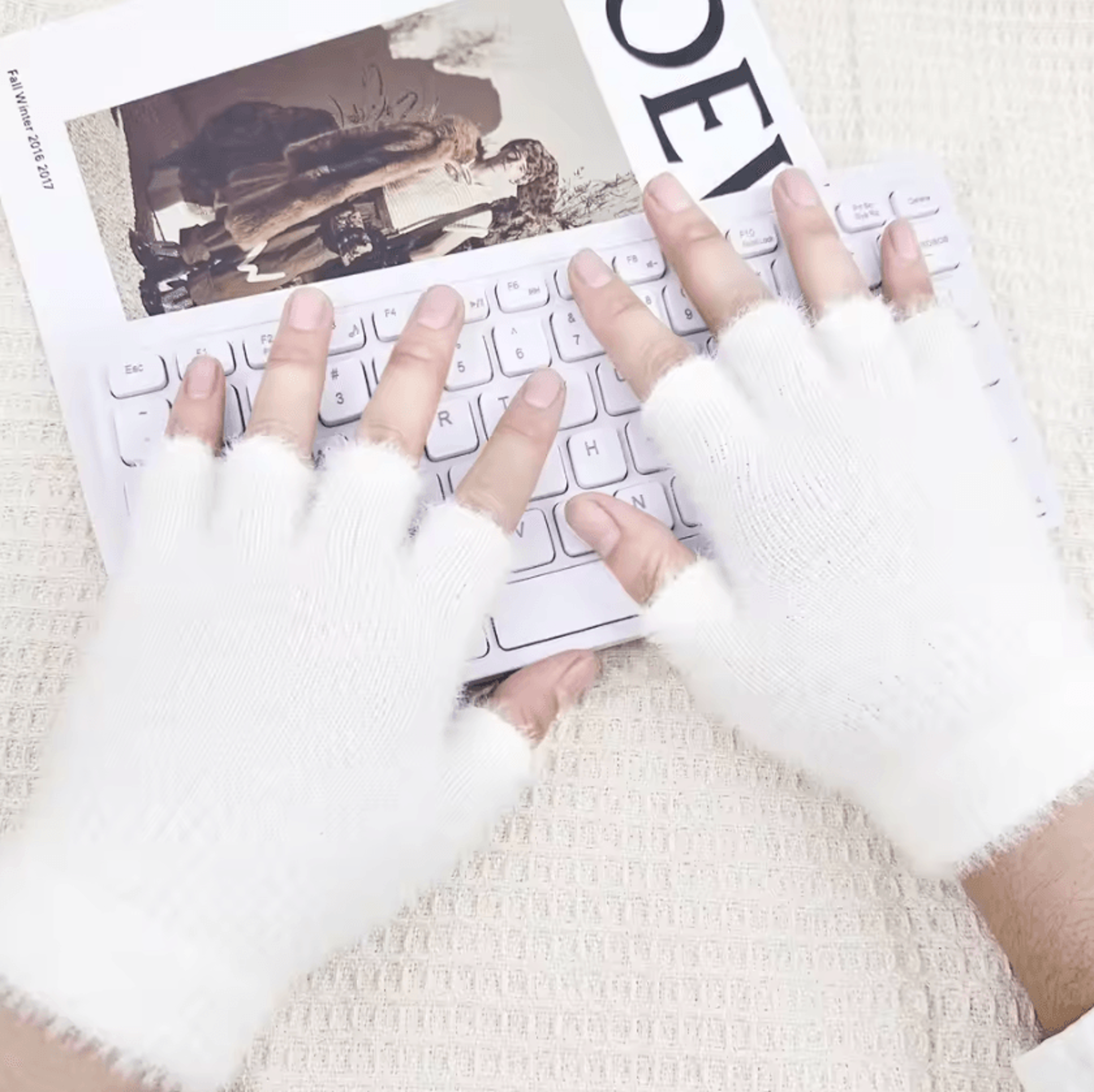 cozytouch fuzzy fingerless gloves – soft winter typing gloves for women