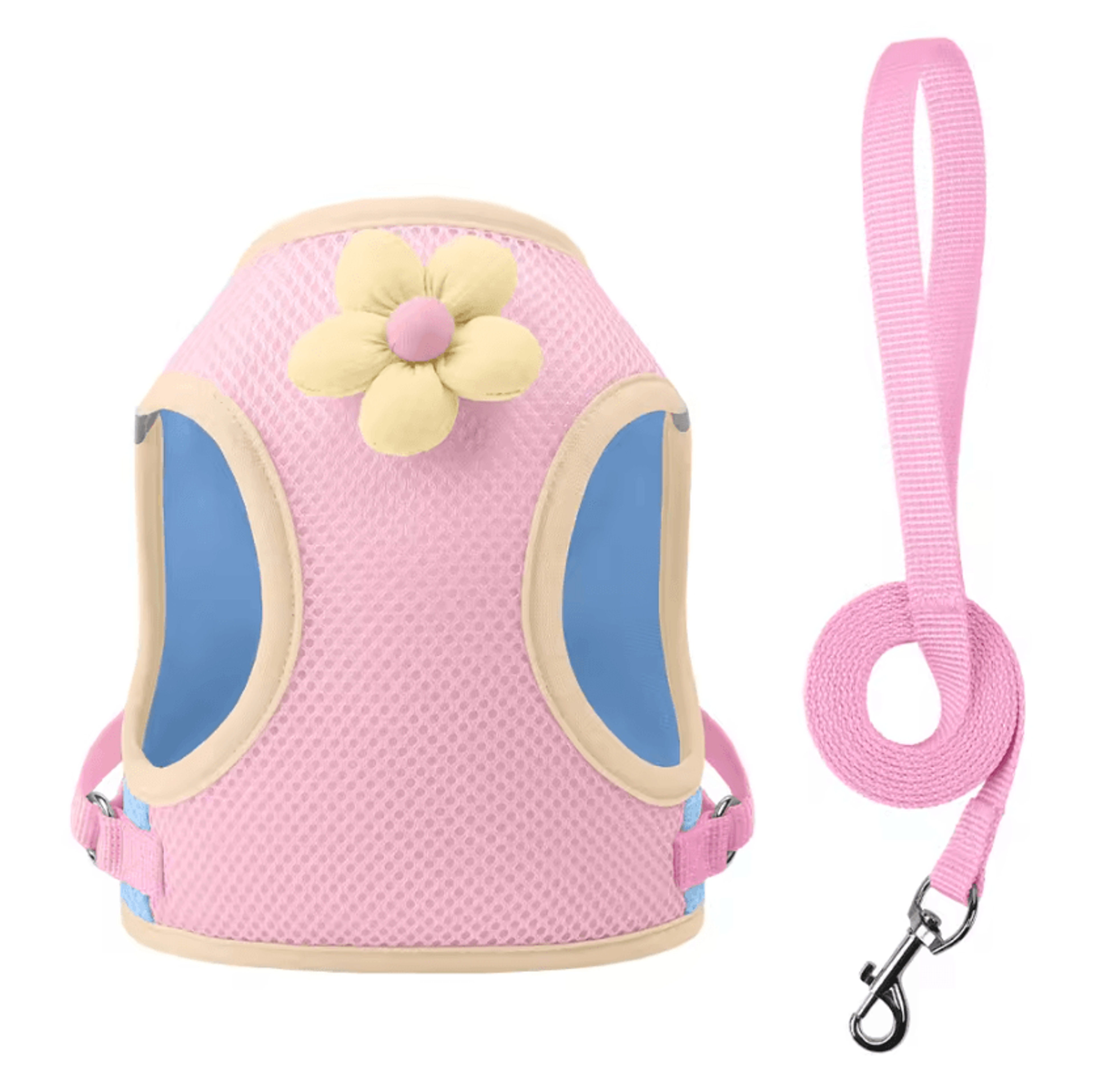 Floral Mesh Dog Harness  Leash Set  Breathable Reflective Vest For Small Dogs 2