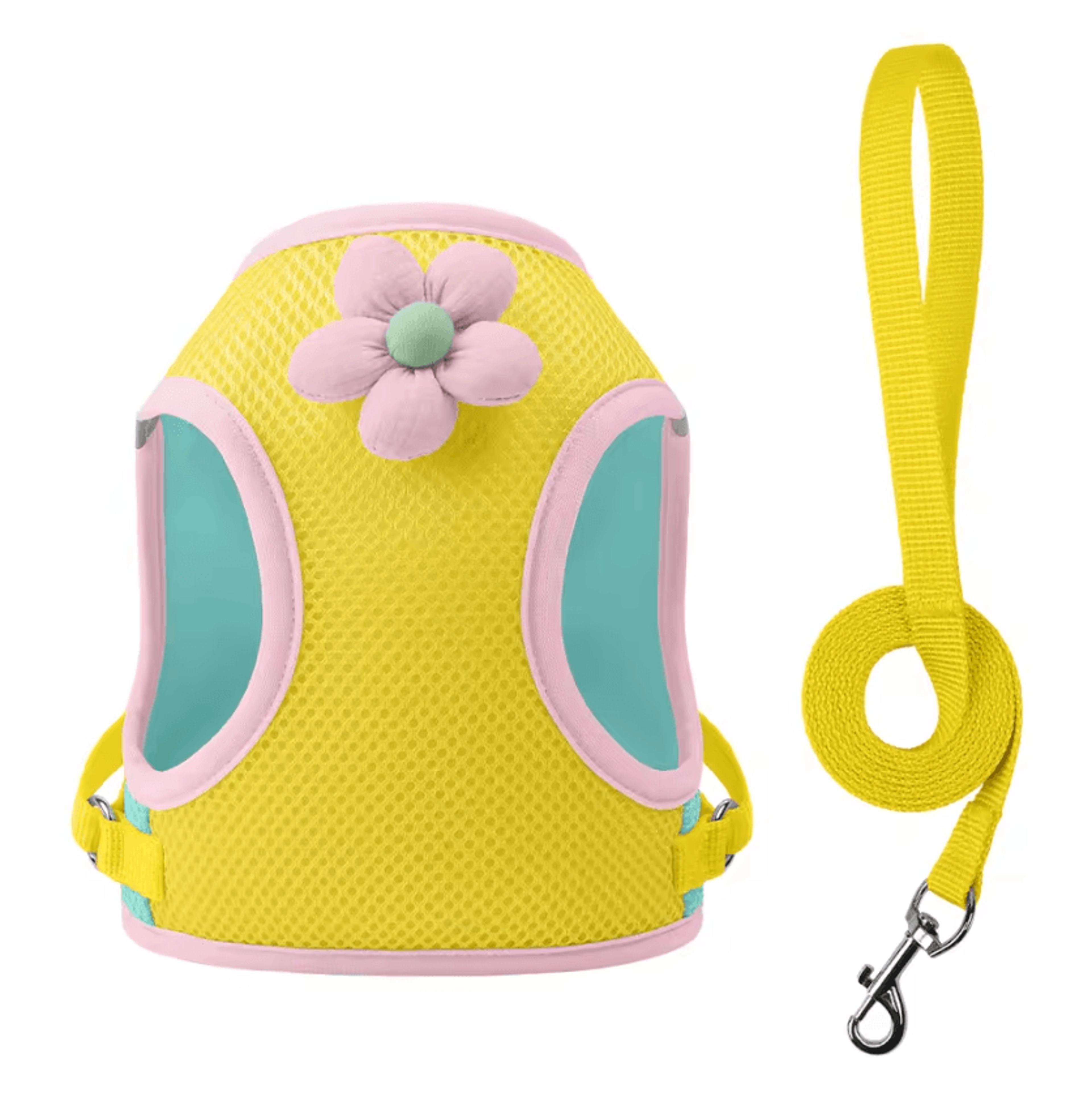 Floral Mesh Dog Harness  Leash Set  Breathable Reflective Vest For Small Dogs 4