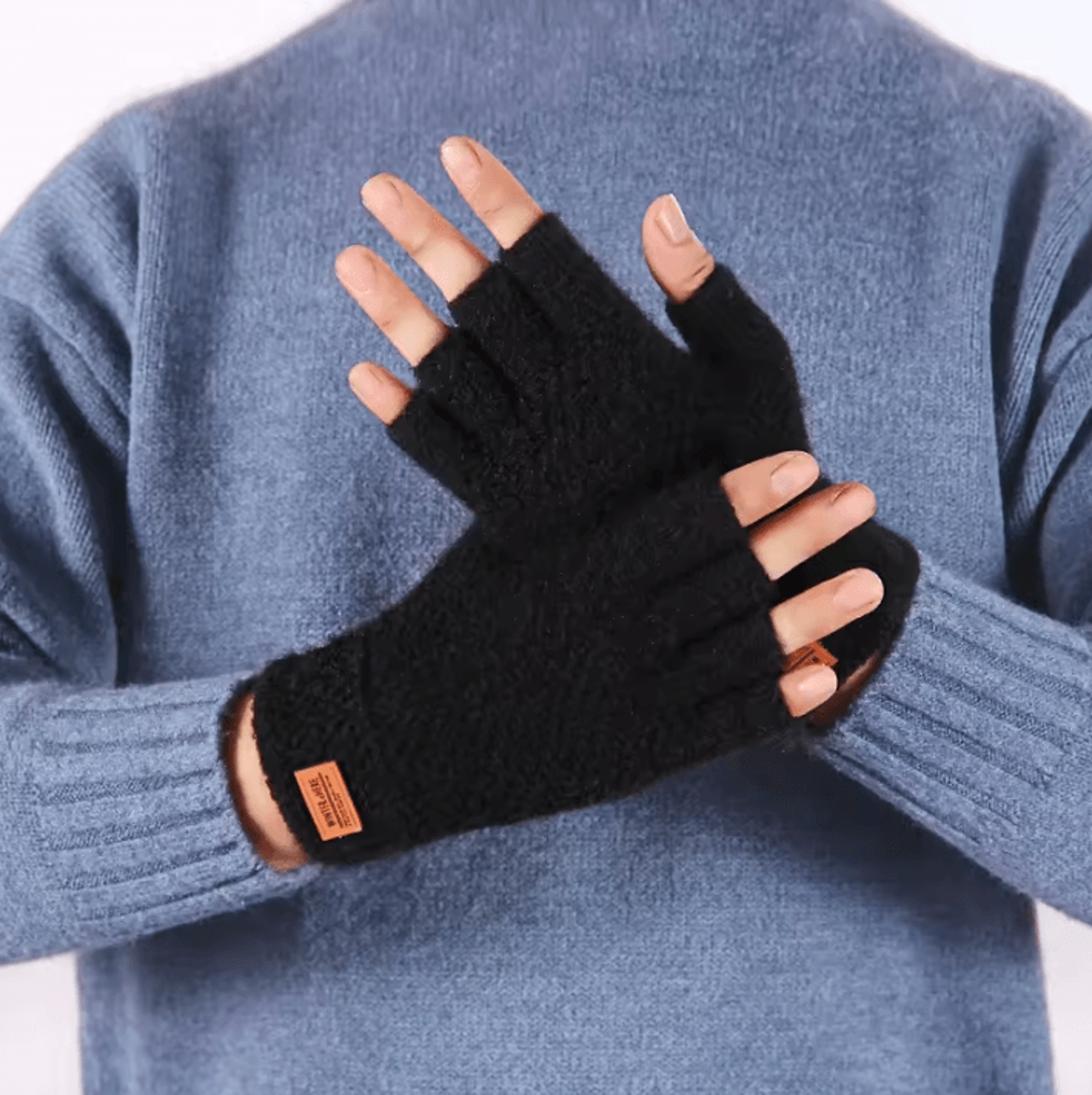 AlpacaTherm Knit Fingerless Gloves For Men  Warm Thermal Driving  Work Gloves 0