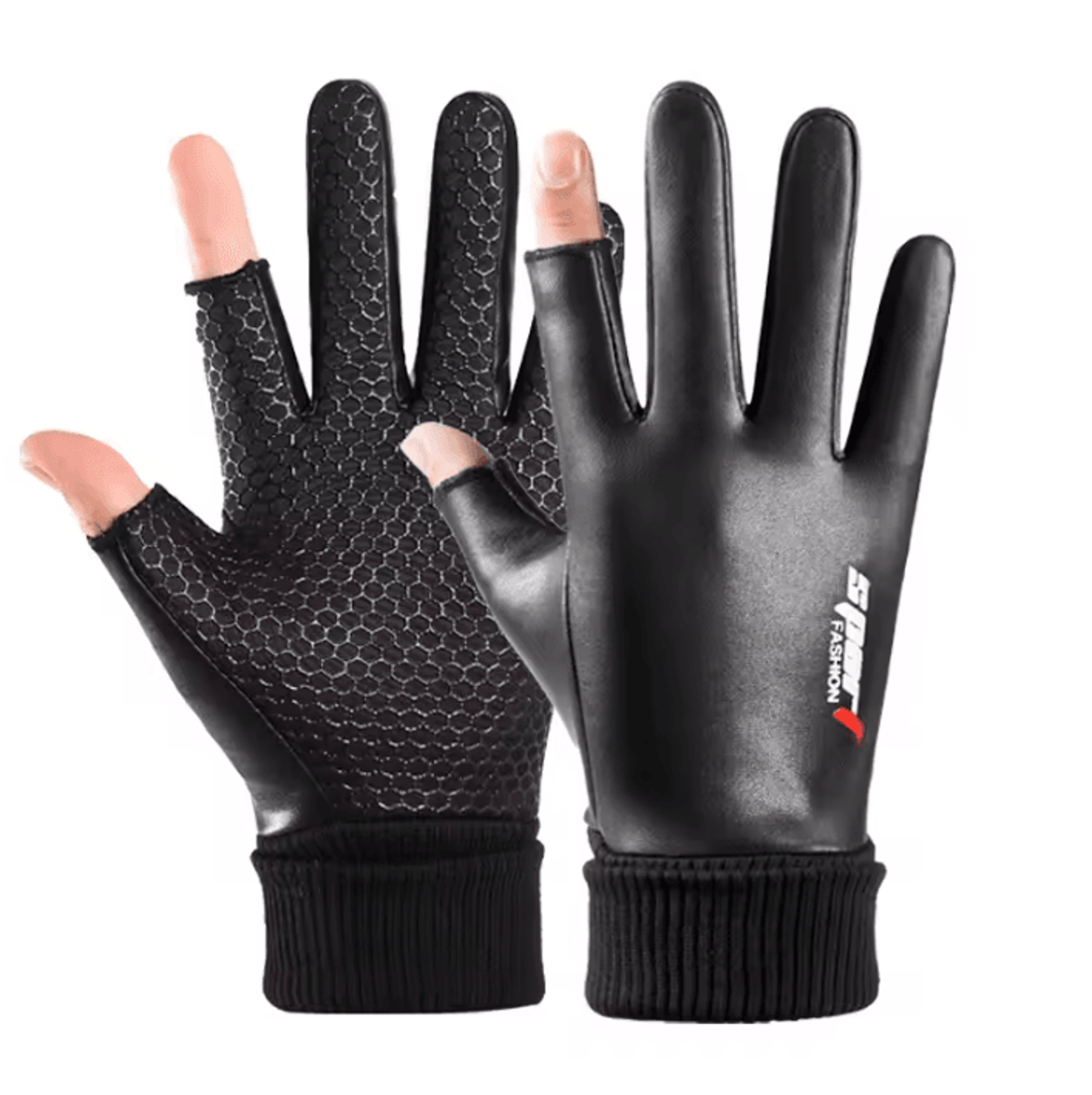 GripFlex PU Leather Fingerless Cycling Gloves  Waterproof Windproof Thermal Riding Gloves 2