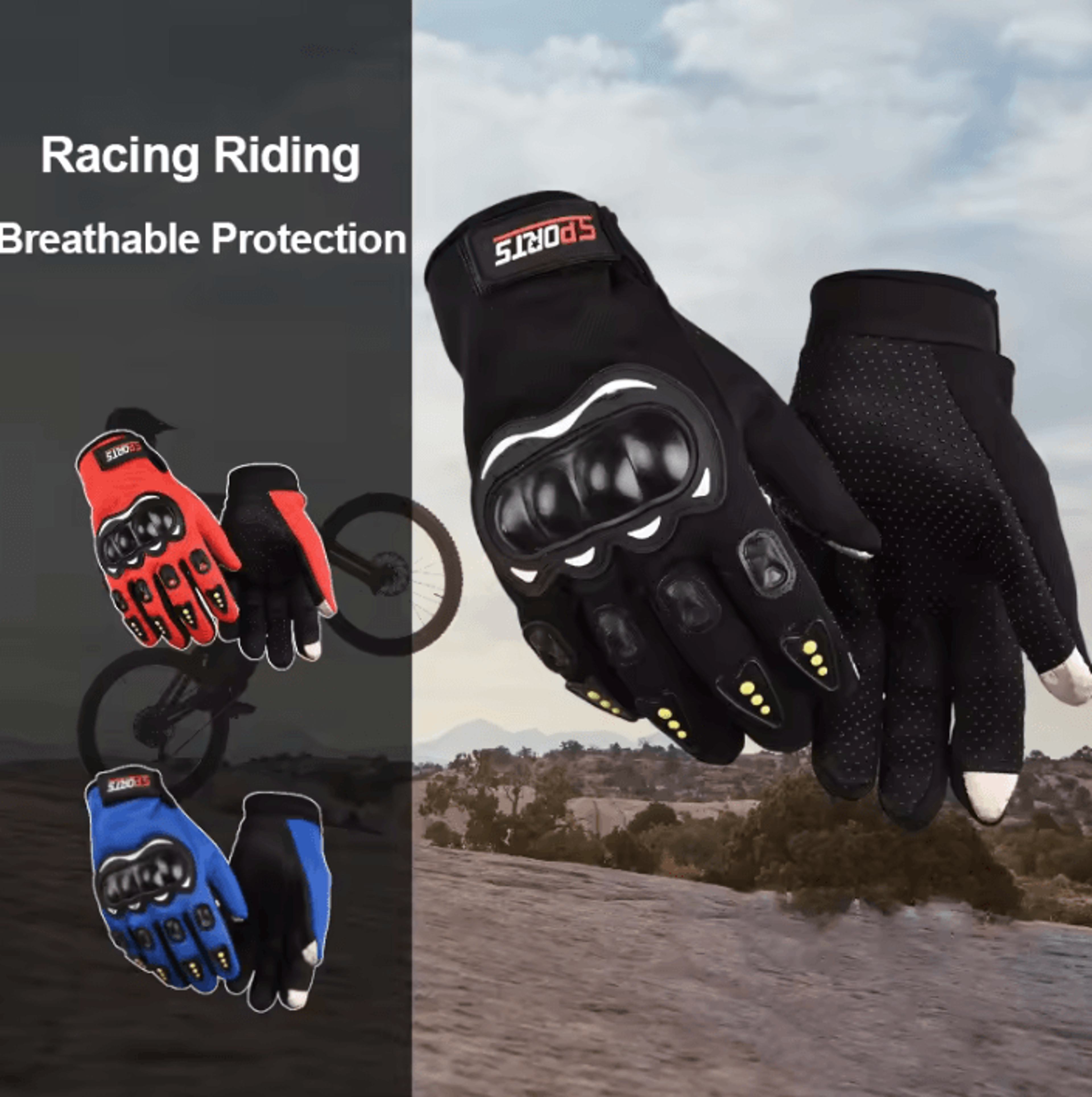 armorgrip pro knuckle protection motorcycle gloves – touchscreen breathable mtb riding gloves