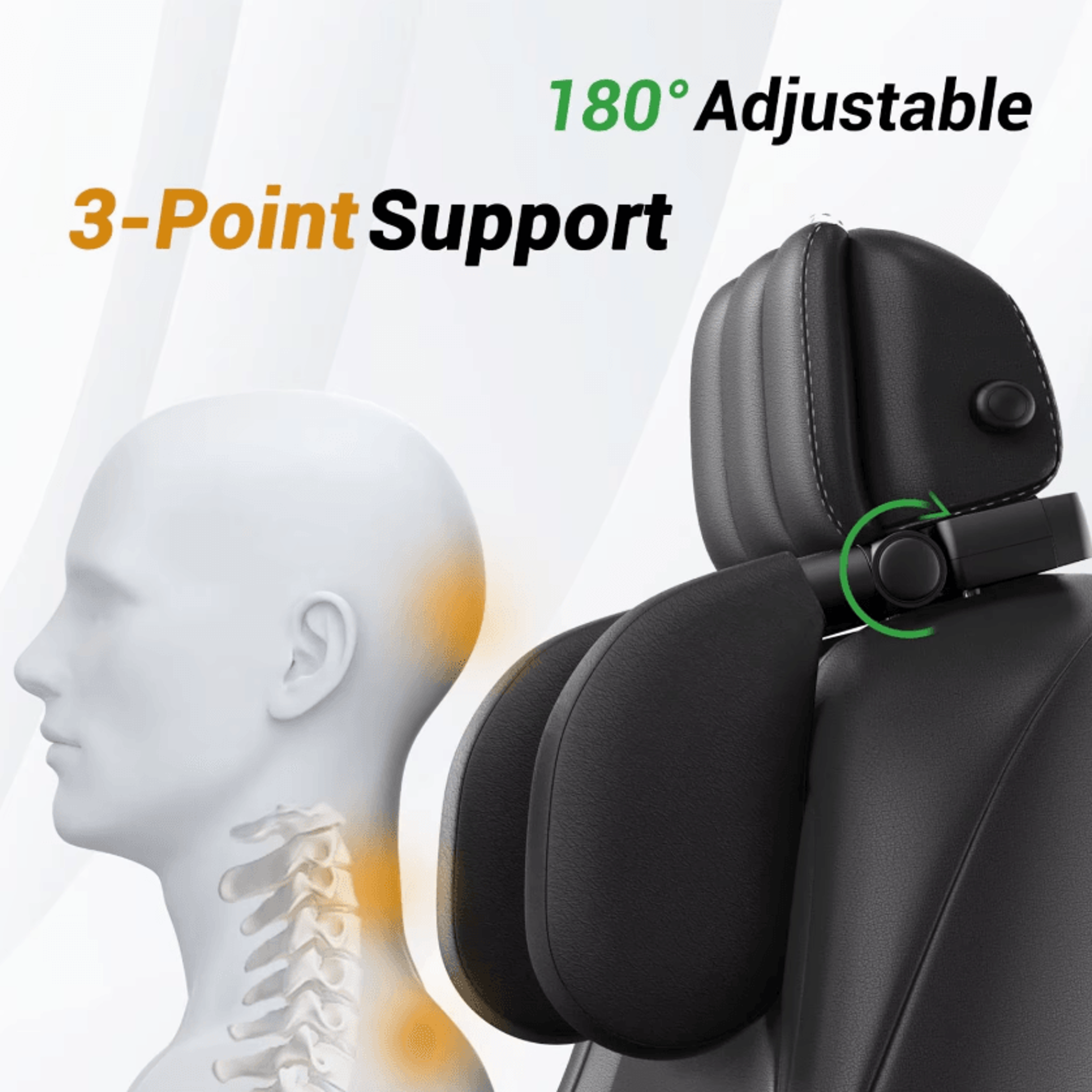 Adjustable Memory Foam Car Headrest Pillow With 180 Neck Support  Travel Comfort Essential 1