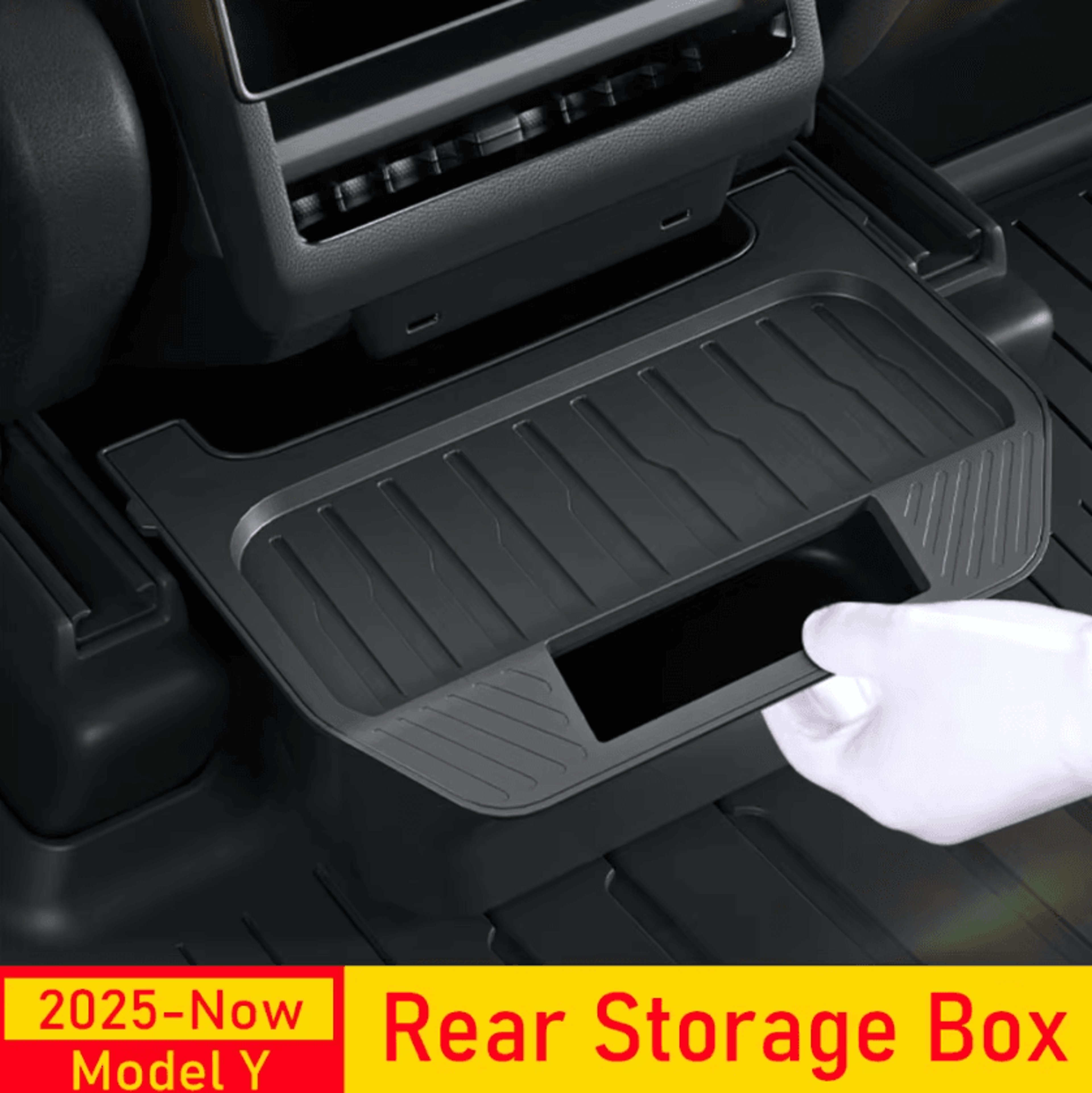 tesla model y rear seat storage organizer & trash bin – hidden backseat console box for 2025–2026 juniper