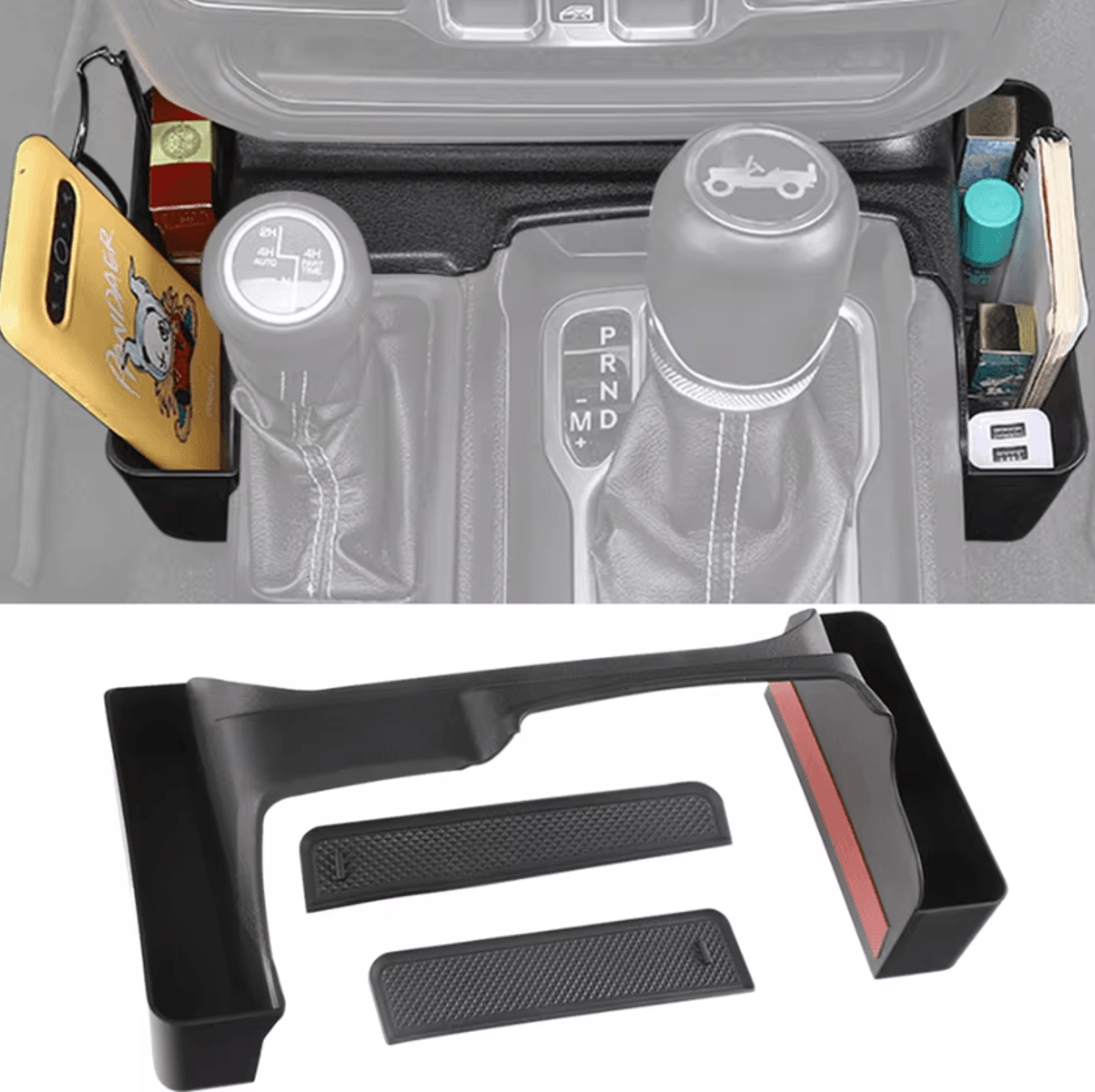 trailvault gear shift storage organizer for jeep wrangler jl & gladiator jt