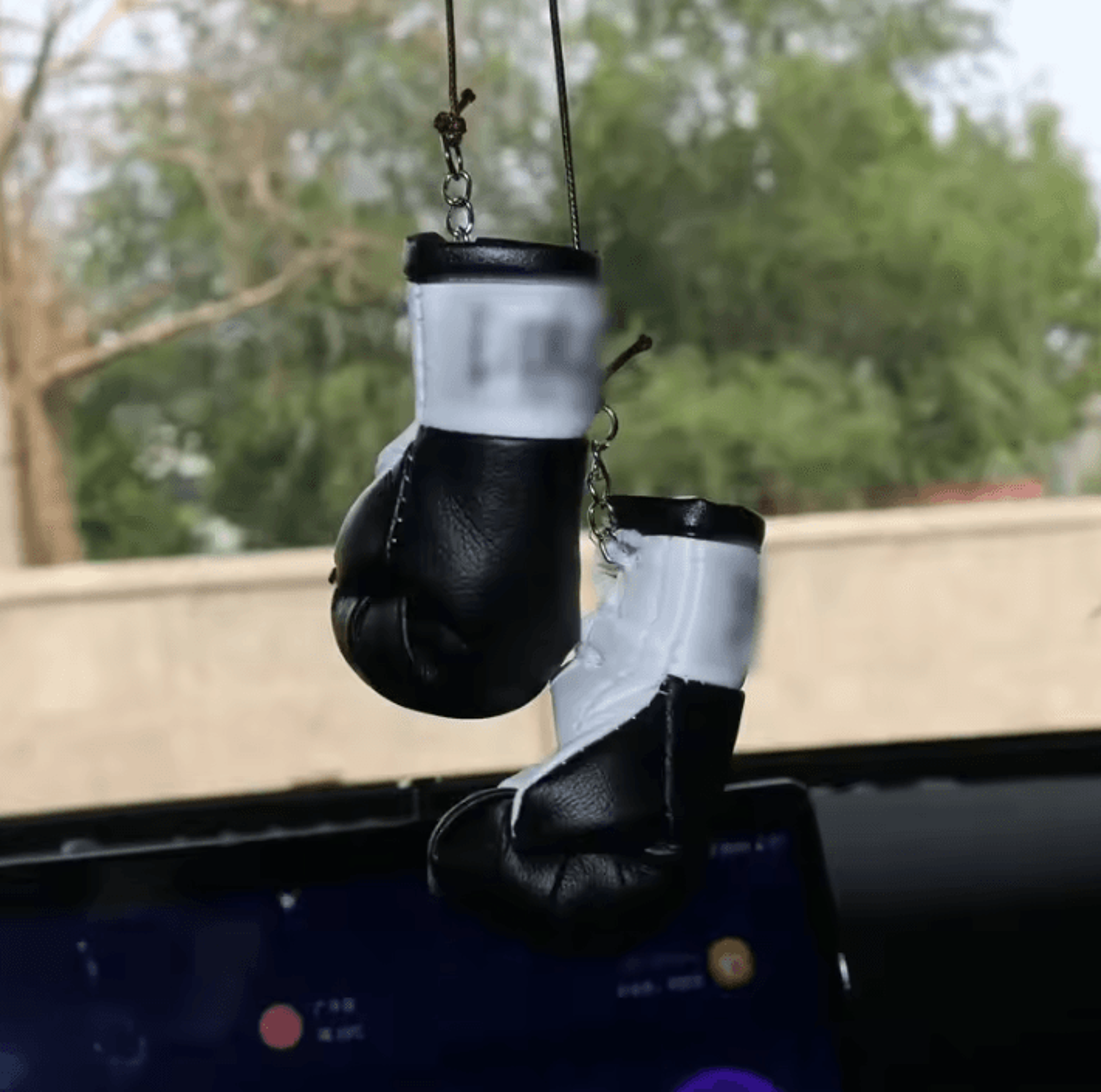festive knockout boxing glove car mirror pendant