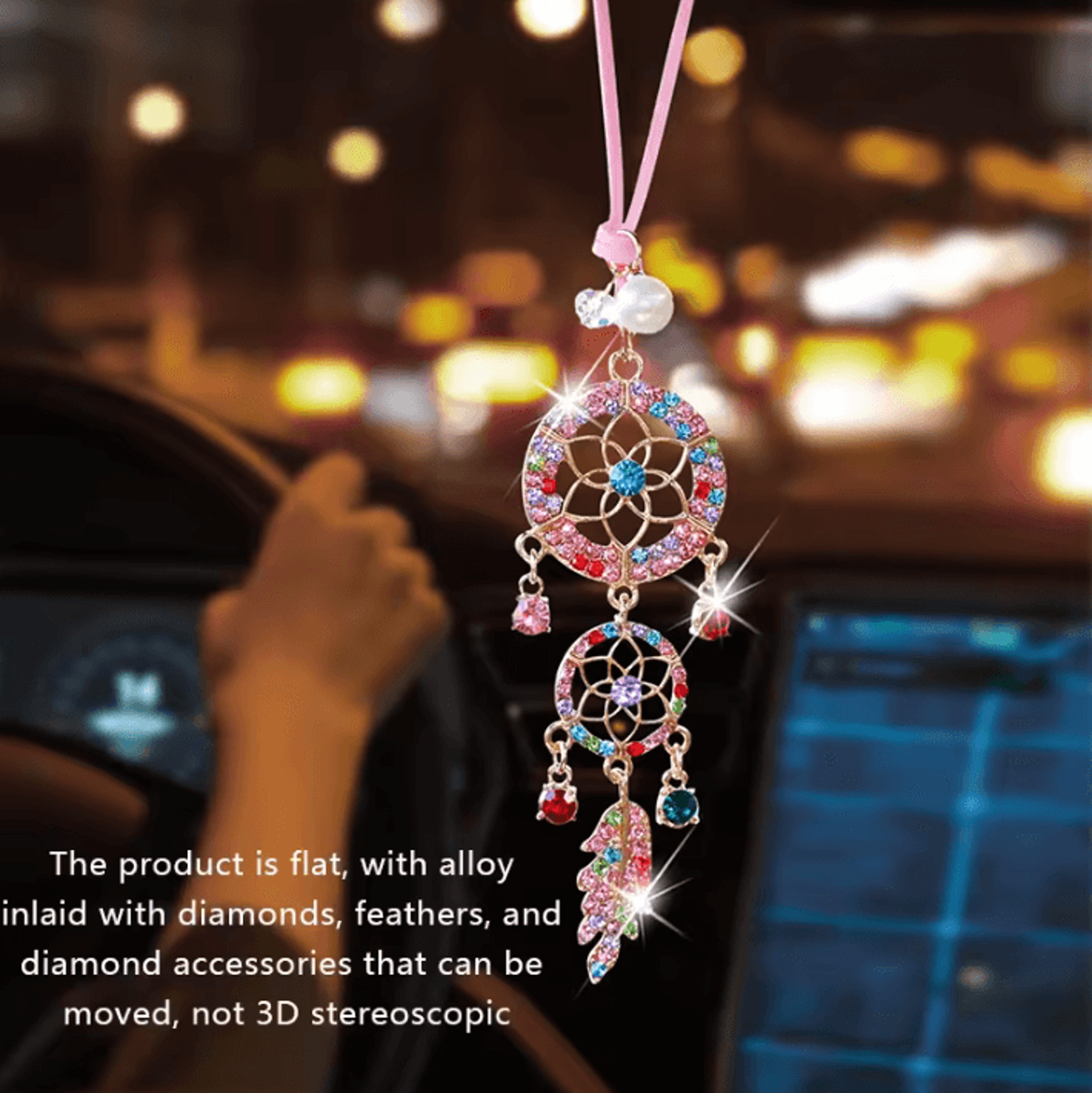 Crystal Flower Dreamcatcher Car Mirror Pendant 1