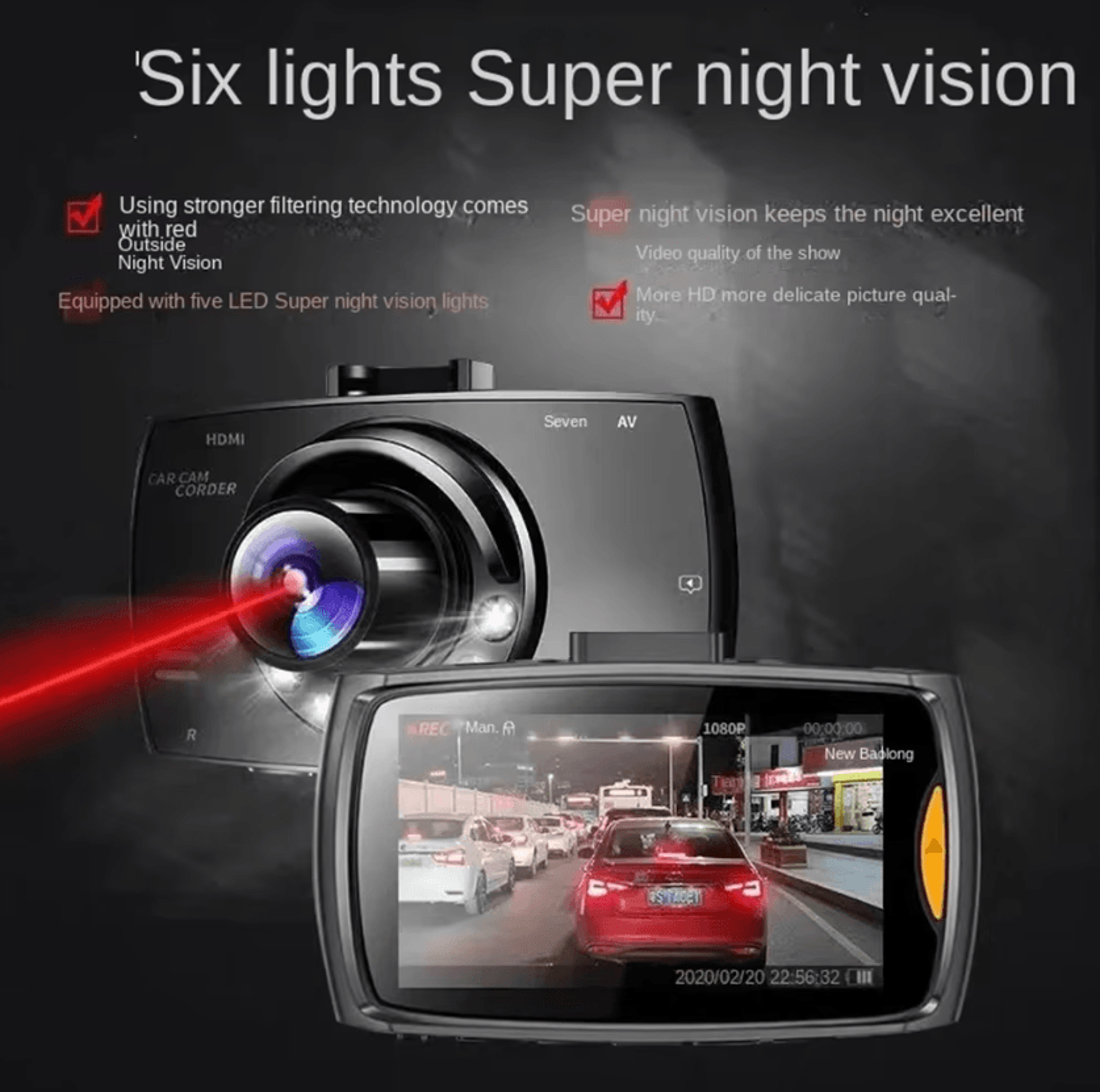 XUSHIDZ 1080P Night Vision Dash Camera DVR 2