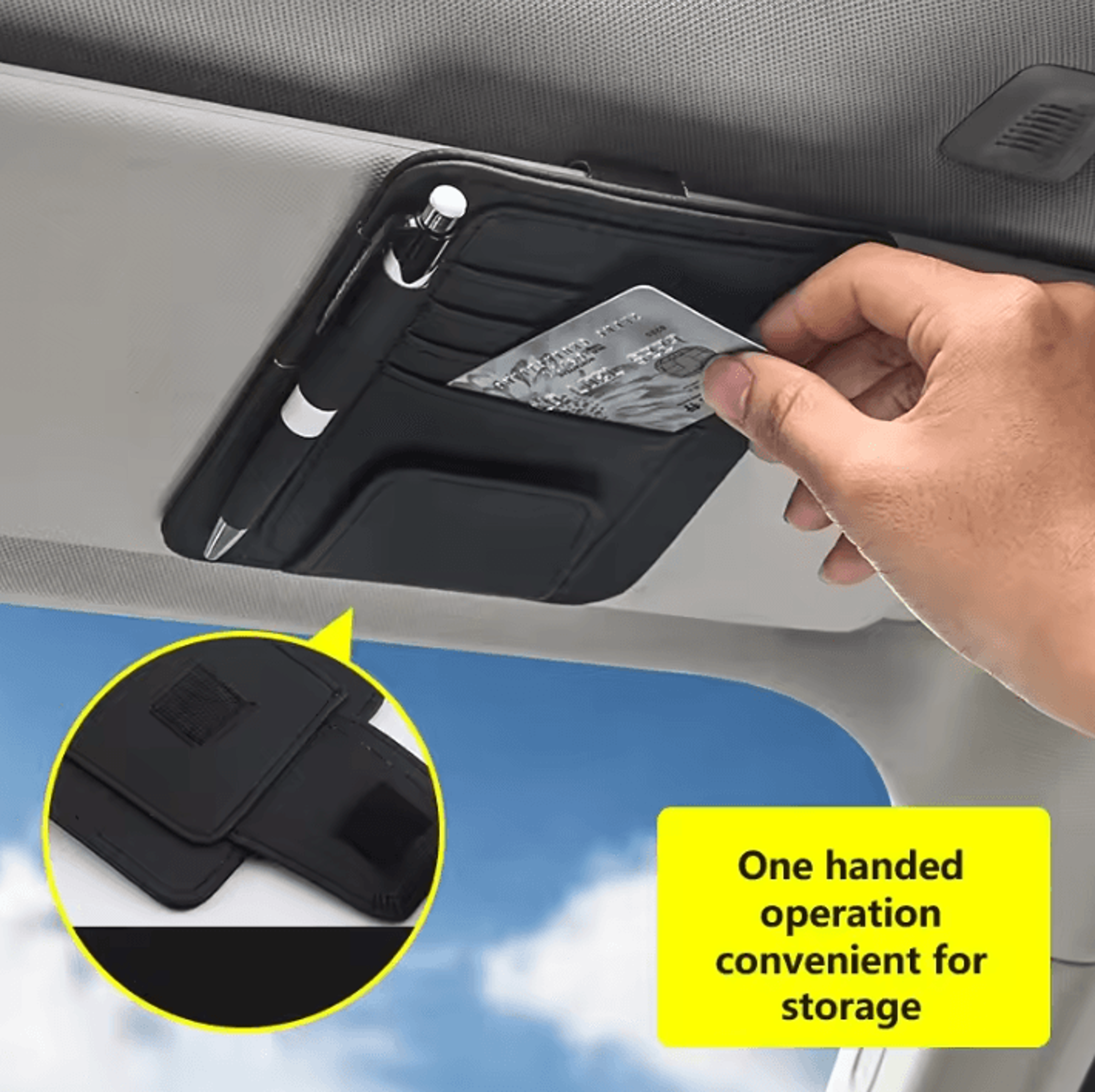 MultiFunction Car Sun Visor Organizer Clip  Glasses Holder Card  Cash Storage Bag 2