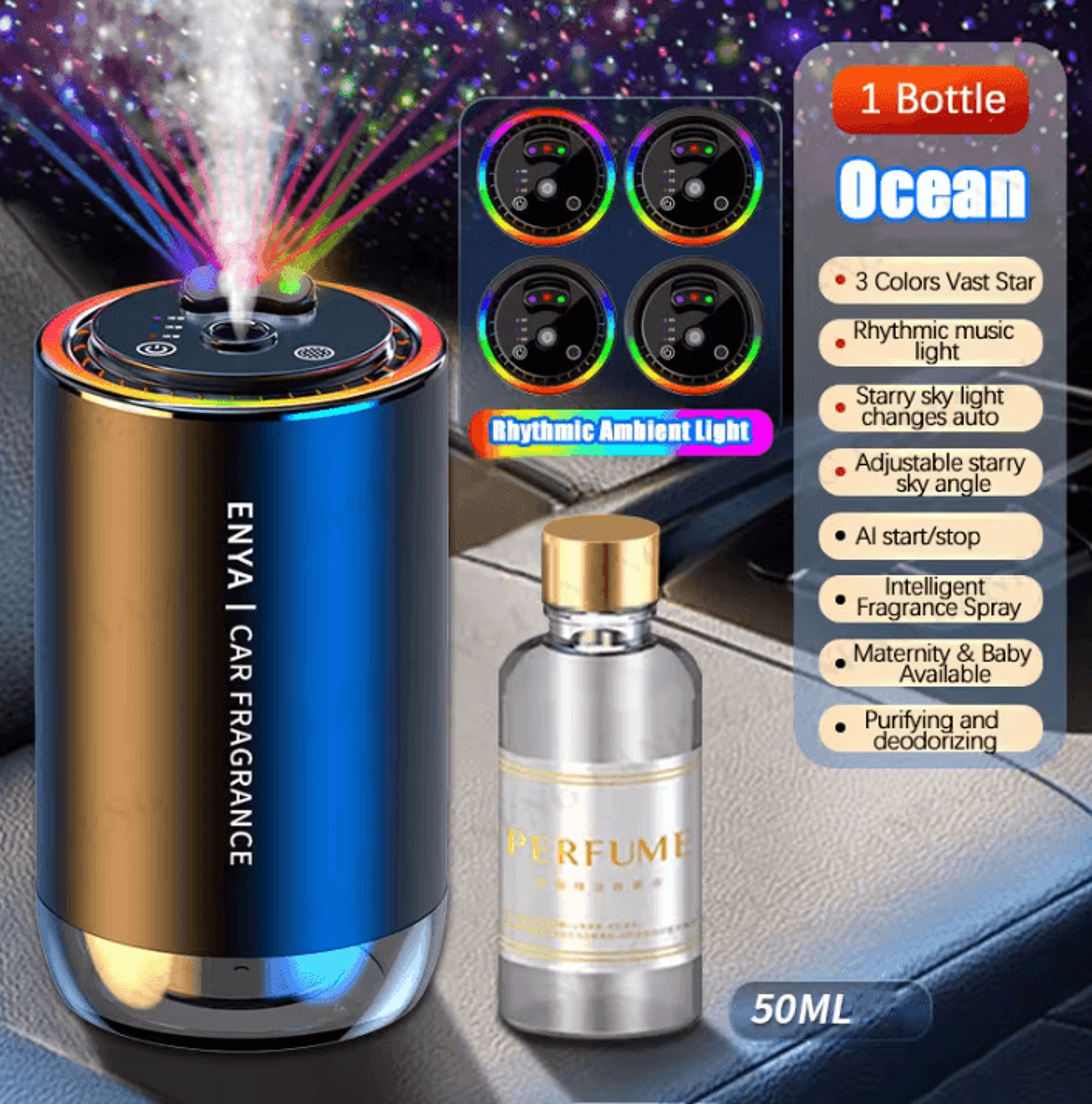 RGB USB Car Perfume Diffuser Air Freshener 3