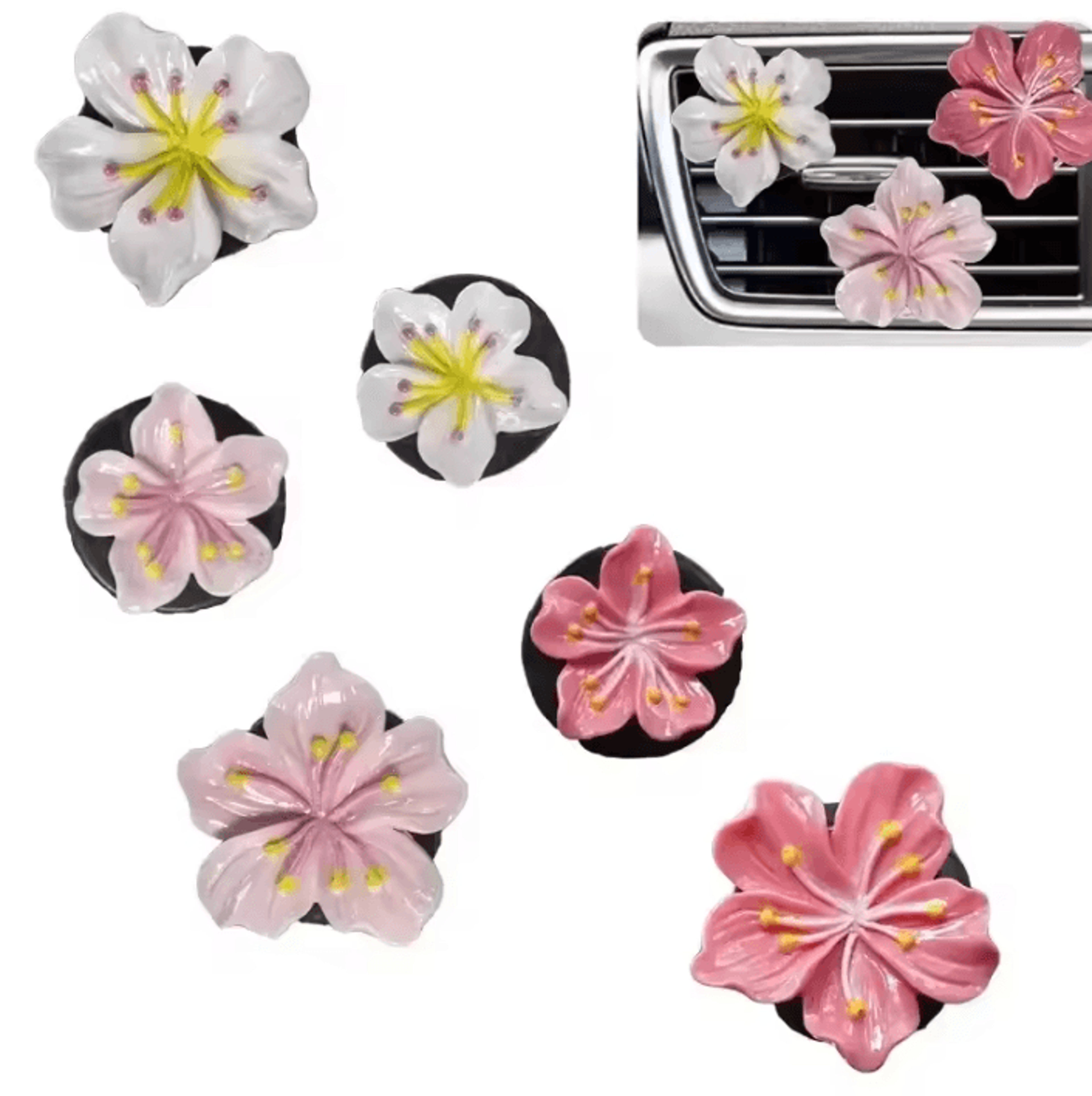 Peach Blossom Flower Car Vent Perfume Clip Set 1