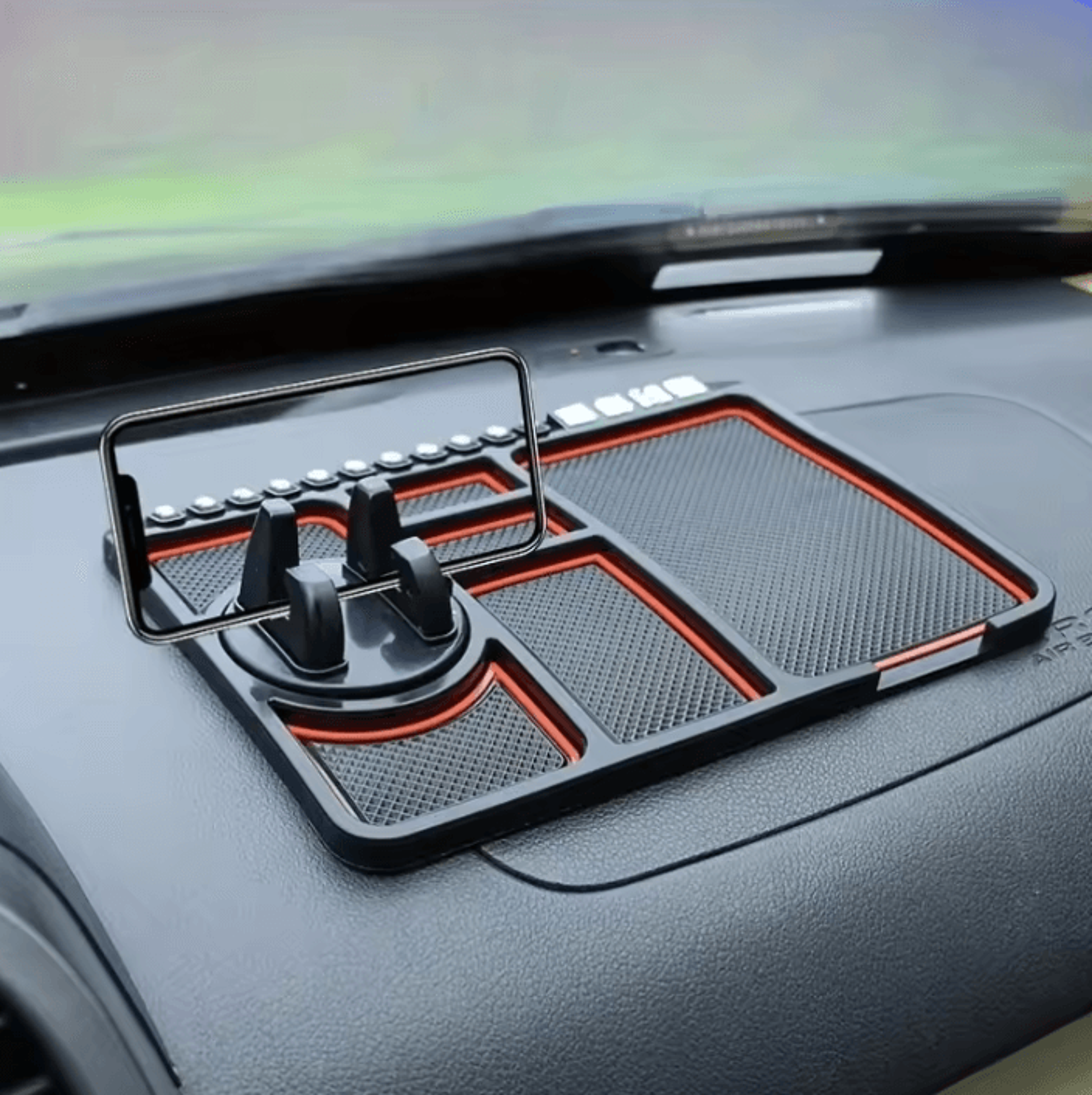 DriveEase Multifunction Car Dashboard Pad With Phone Holder  Parking Number Display 0