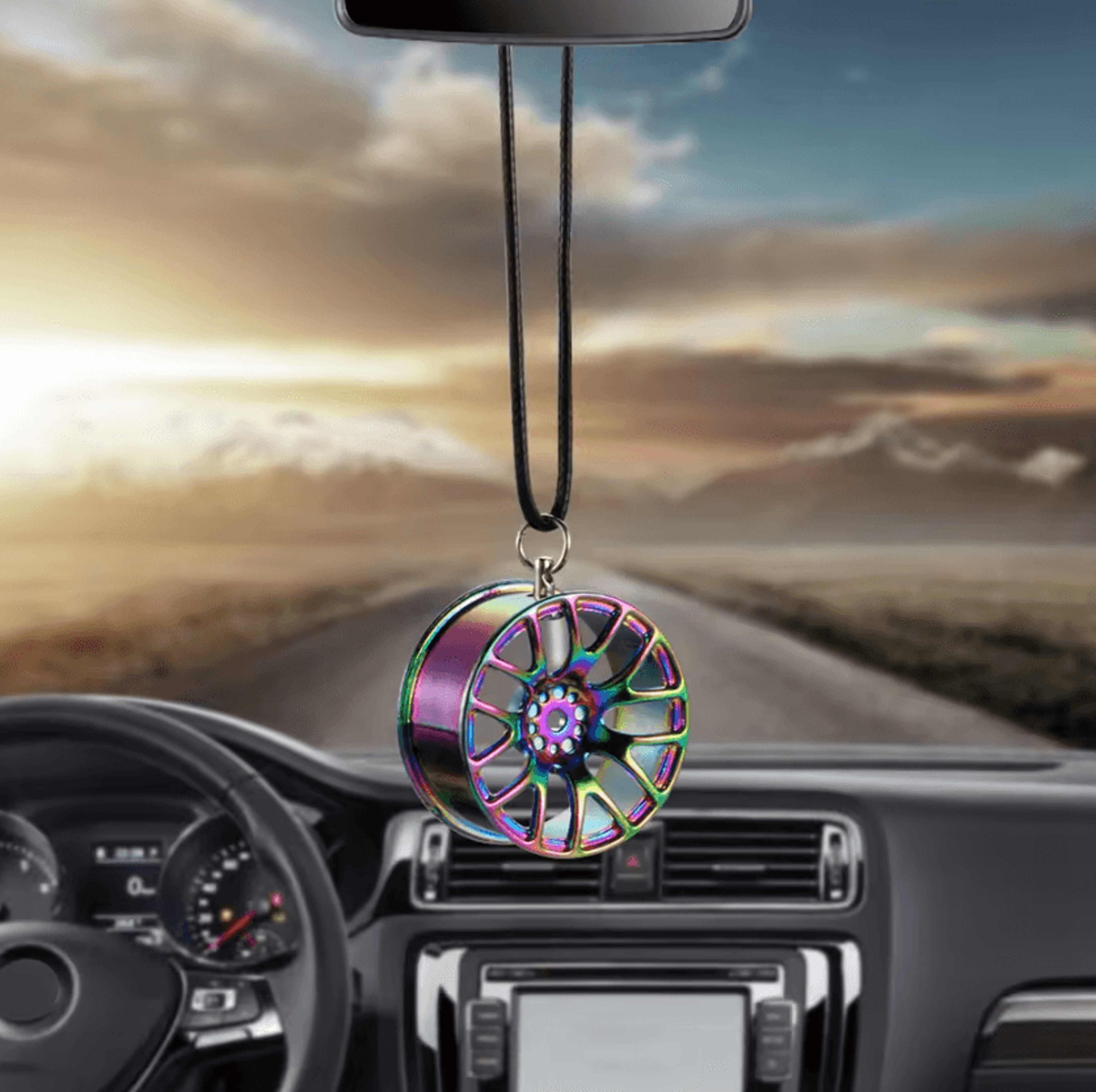 turbospin metal wheel hub car pendant – rearview mirror hanging ornament