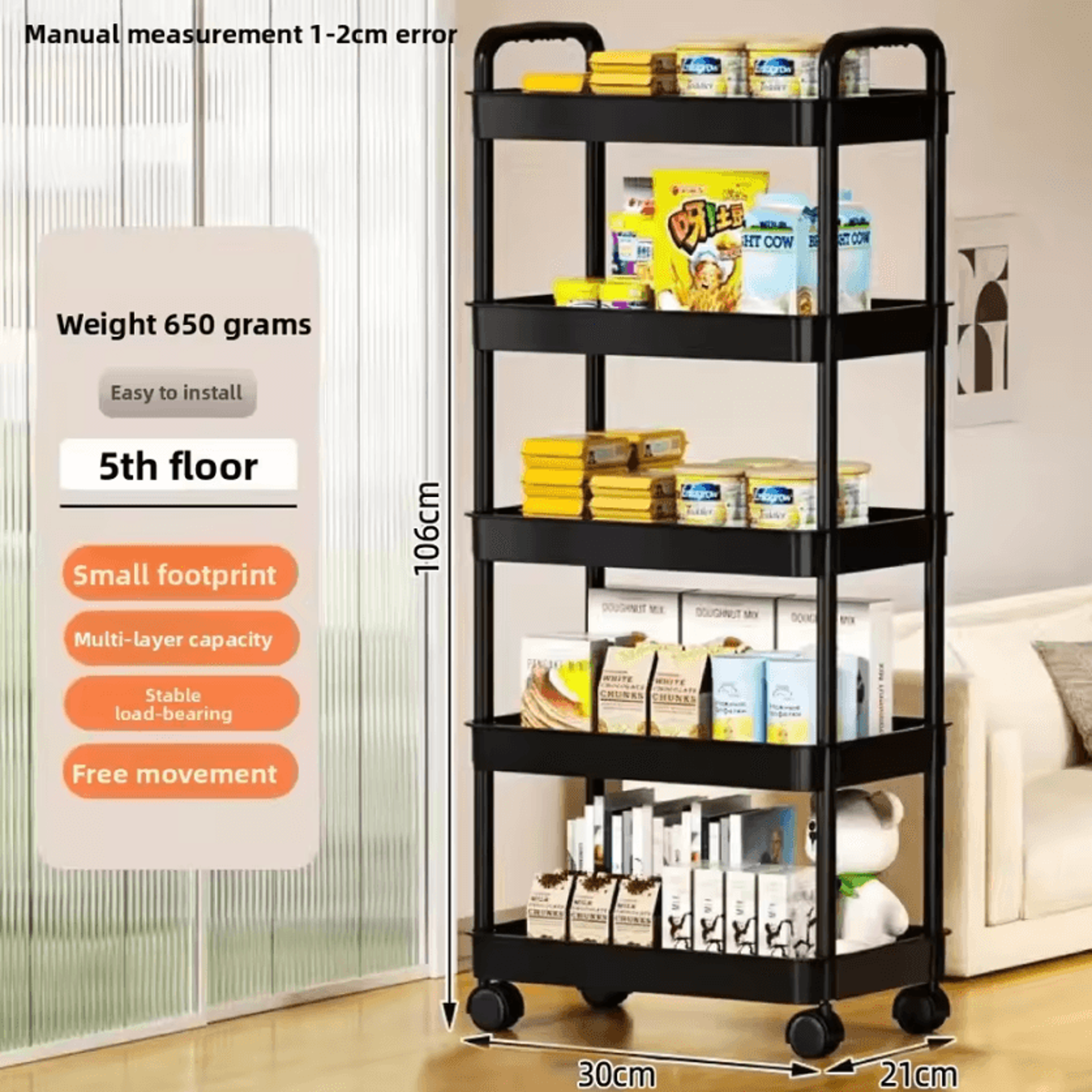 FlexiStore 5Tier Rolling Storage Cart  Multifunction Mobile Organizer Shelf For Kitchen Bedroom  Li 2