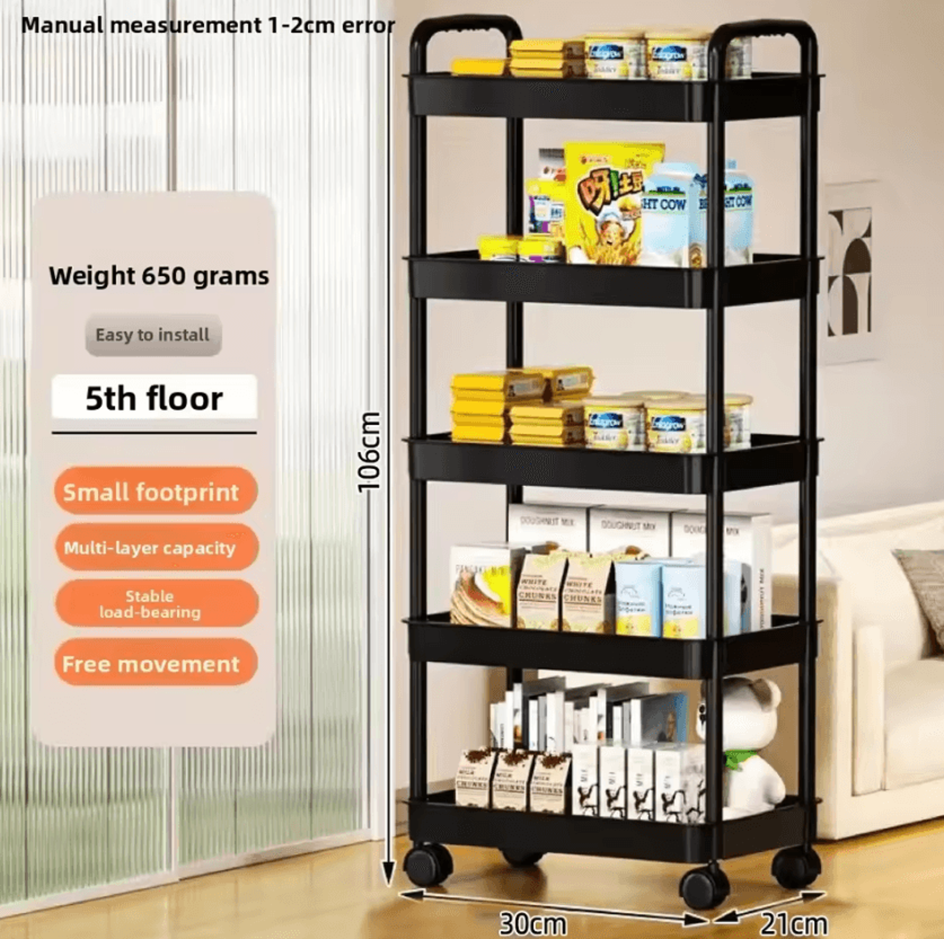 FlexiStore 5Tier Rolling Storage Cart  Multifunction Mobile Organizer Shelf For Kitchen Bedroom  Li 4