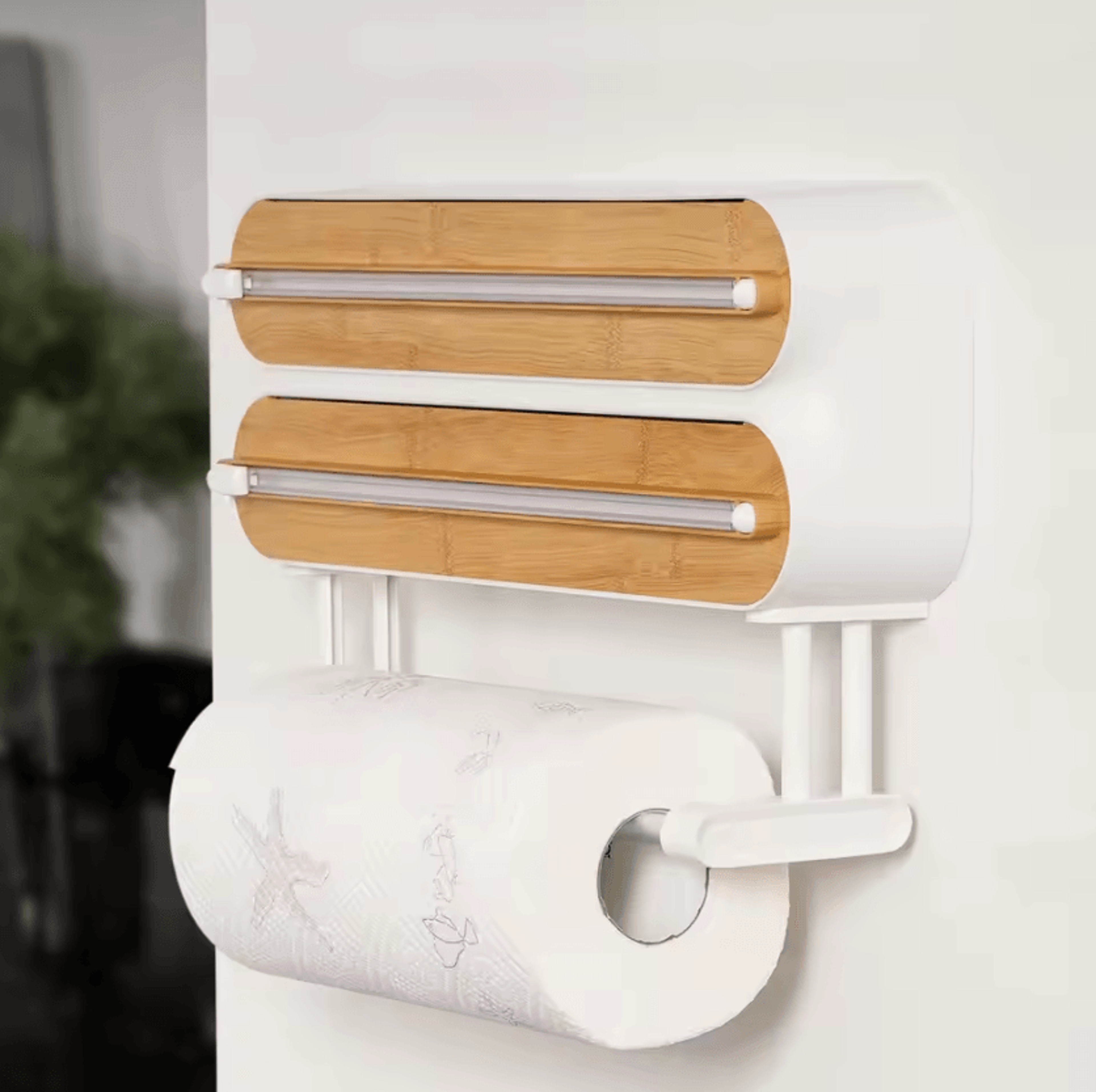 WrapEase 3in1 Wall Mounted Wrap Dispenser  Plastic Wrap Cutter  Paper Towel Holder For Foil Cling F 7