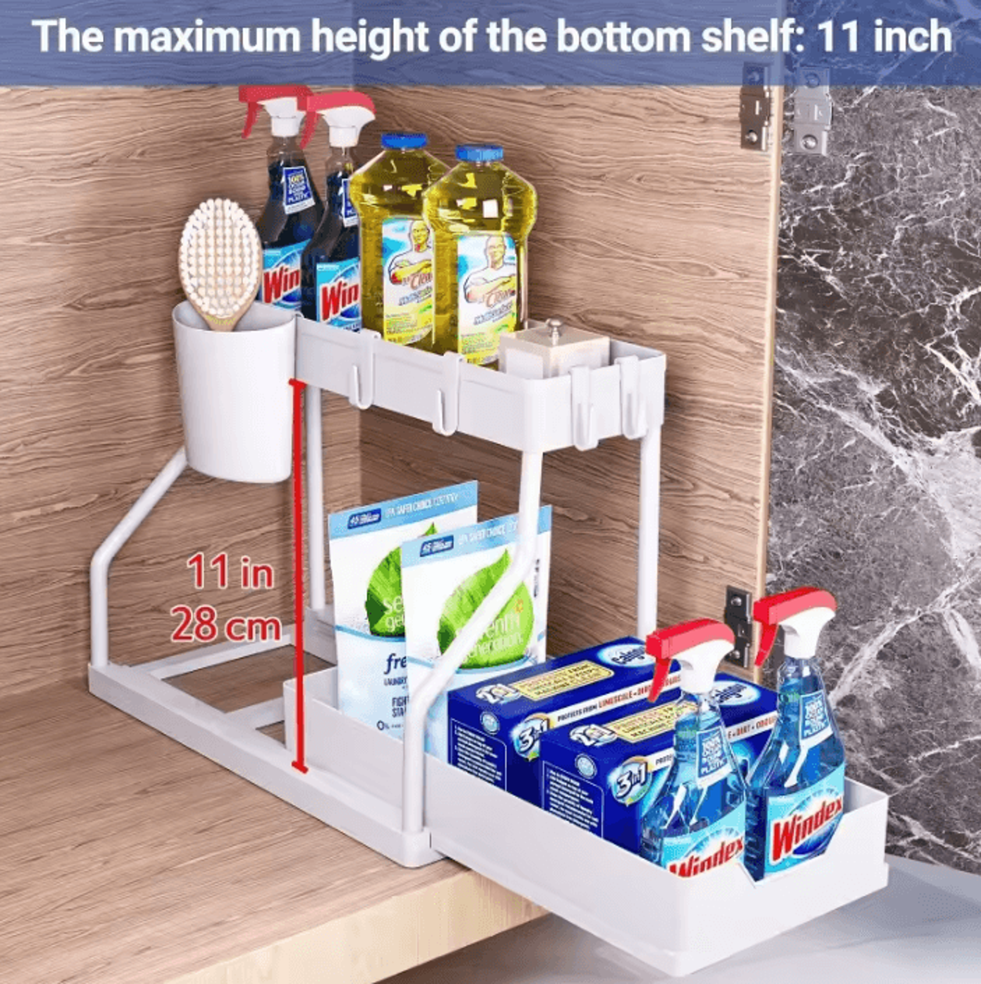 SlideSpace 2Tier PullOut Storage Organizer  SpaceSaving Under Sink Organizer For Kitchen  Bathroom  4