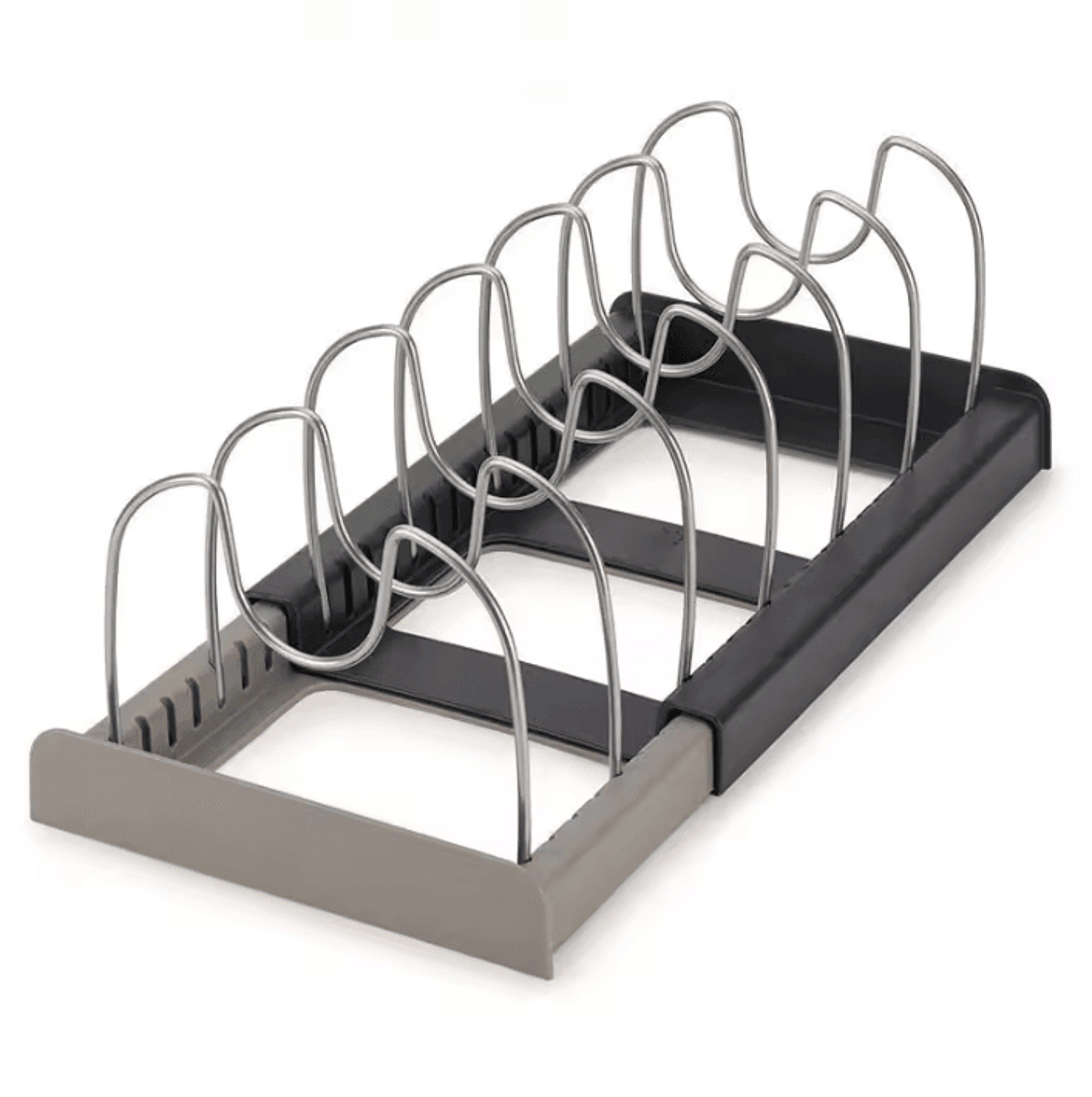 SteelFlex Expandable Kitchen Cabinet Organizer  Adjustable Cookware Storage Rack With 6 Shelves For 3
