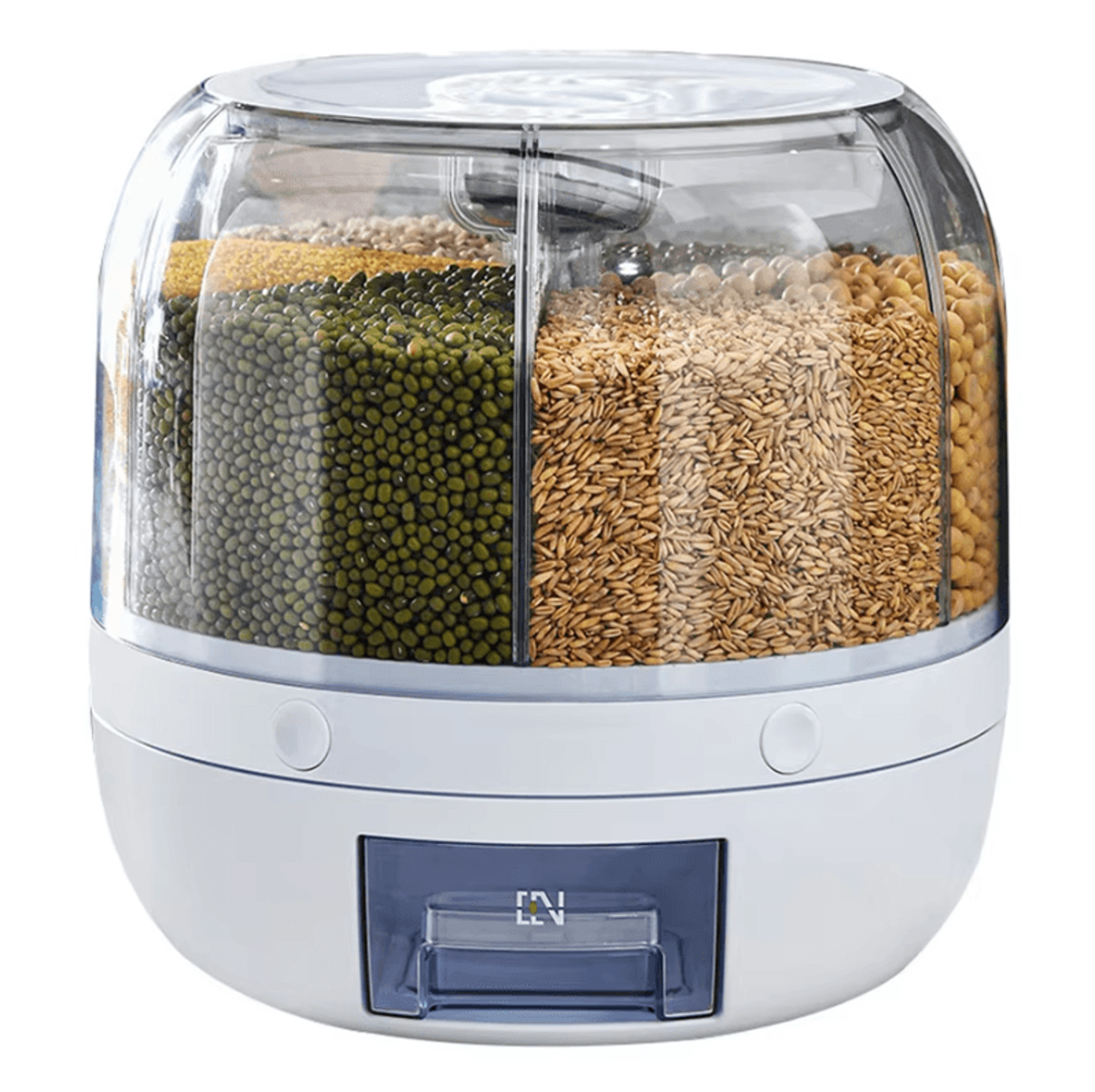 spinseal 360° rotating food dispenser & airtight grain storage container