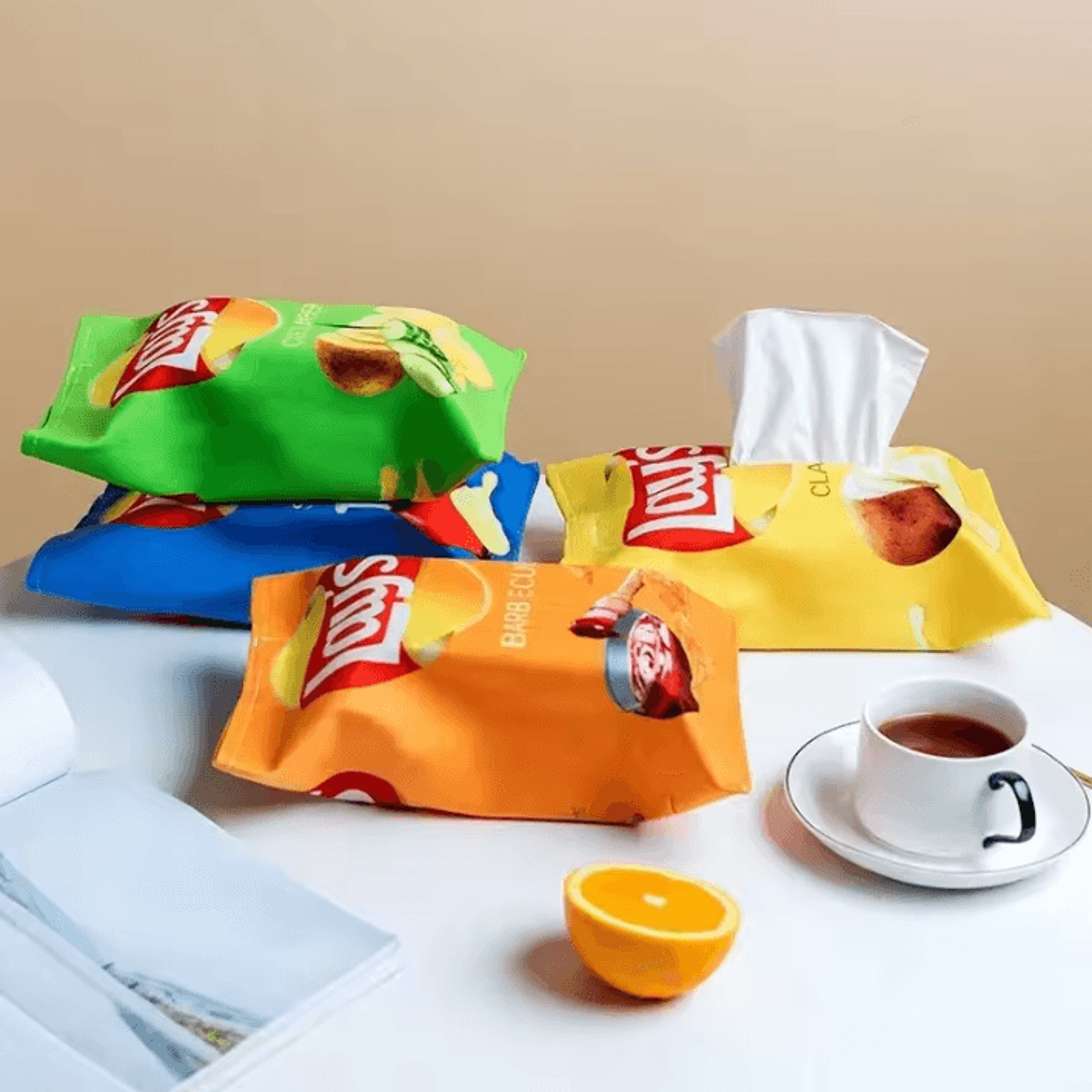 crunchcover potato chip tissue box cover & novelty fabric tissue holder