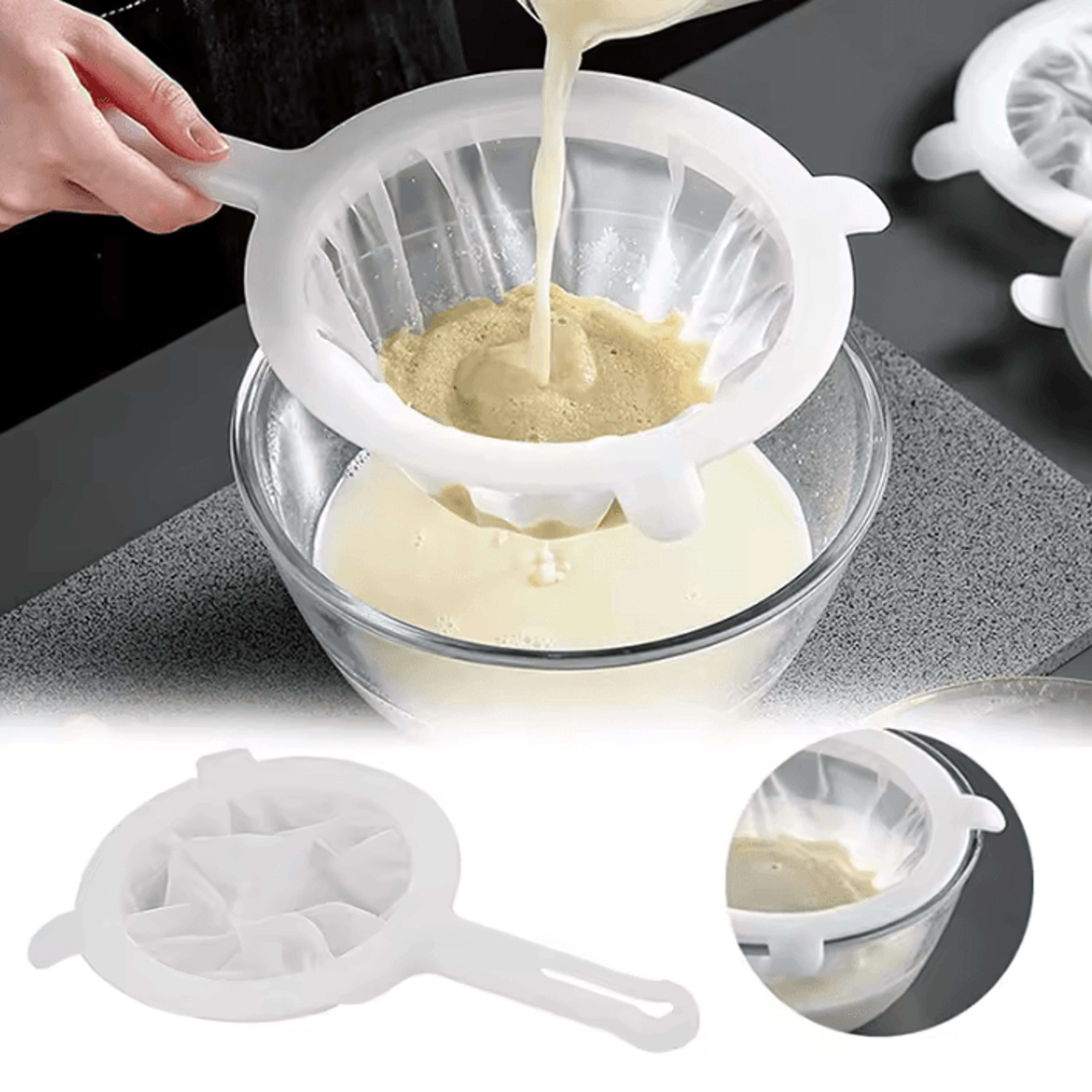 ultra-fine nylon mesh kitchen strainer for soy milk, juice & yogurt