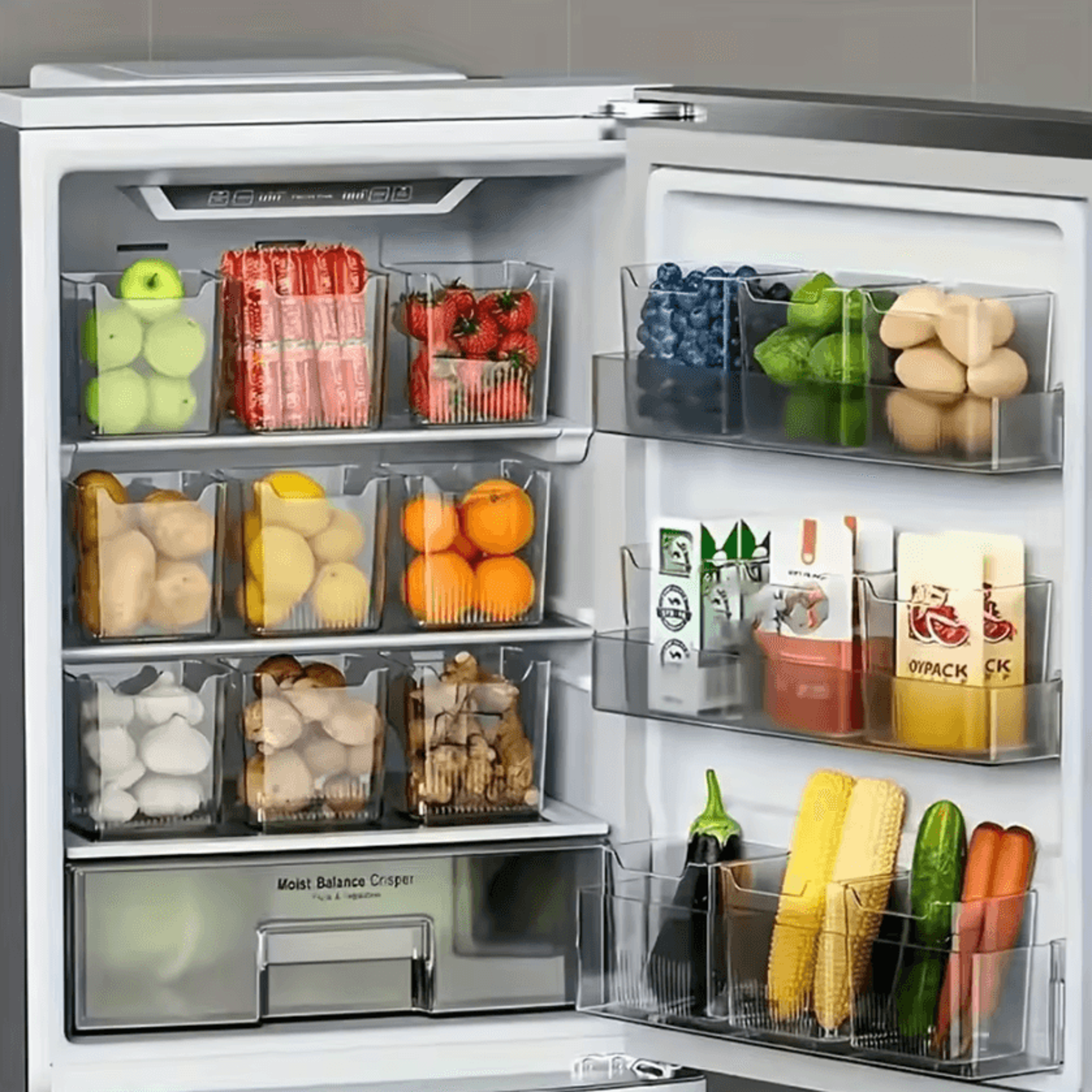 space-saving refrigerator side door organizer bins for fruits & vegetables