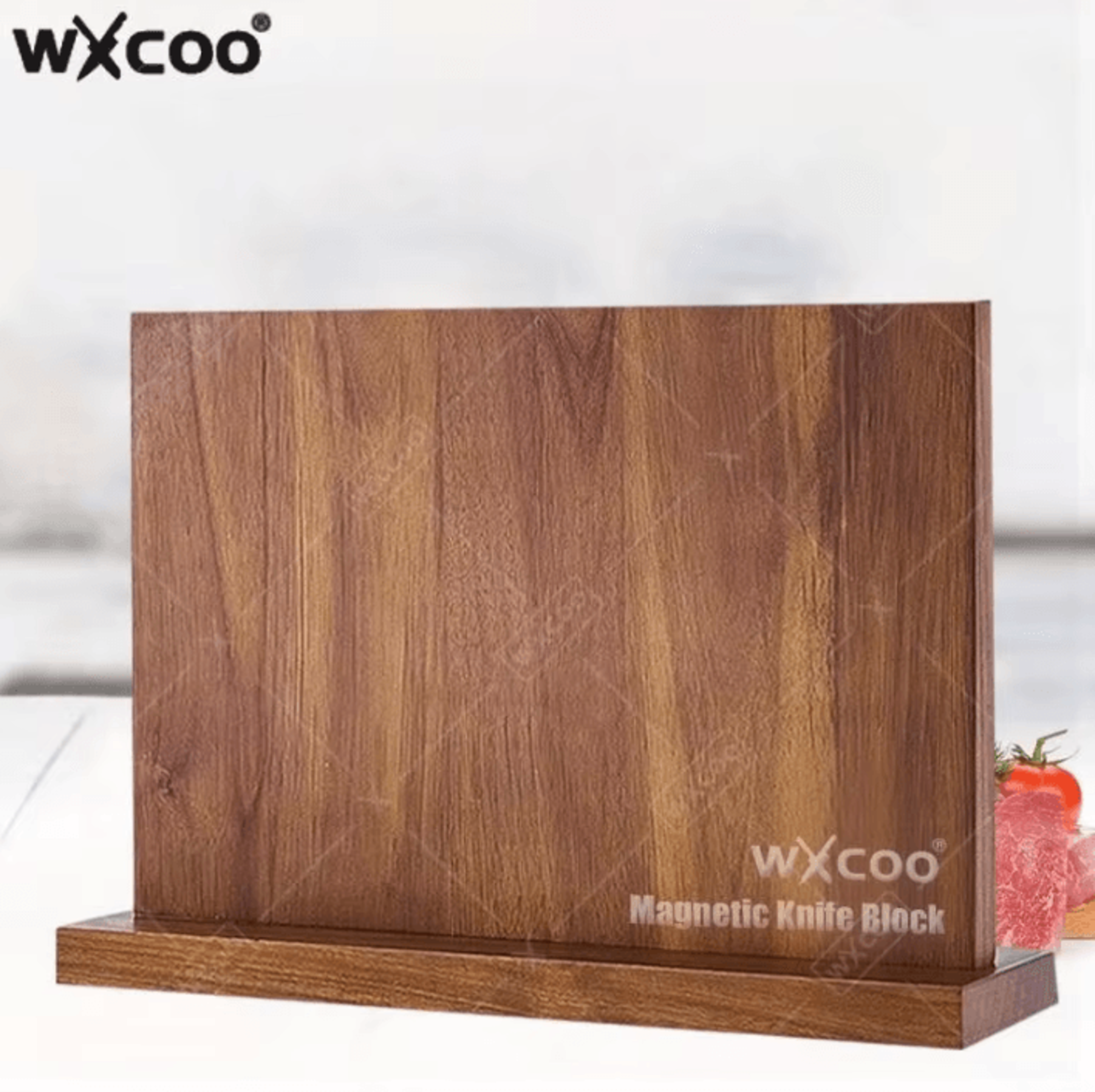 wxcoo acacia wood magnetic knife block holder