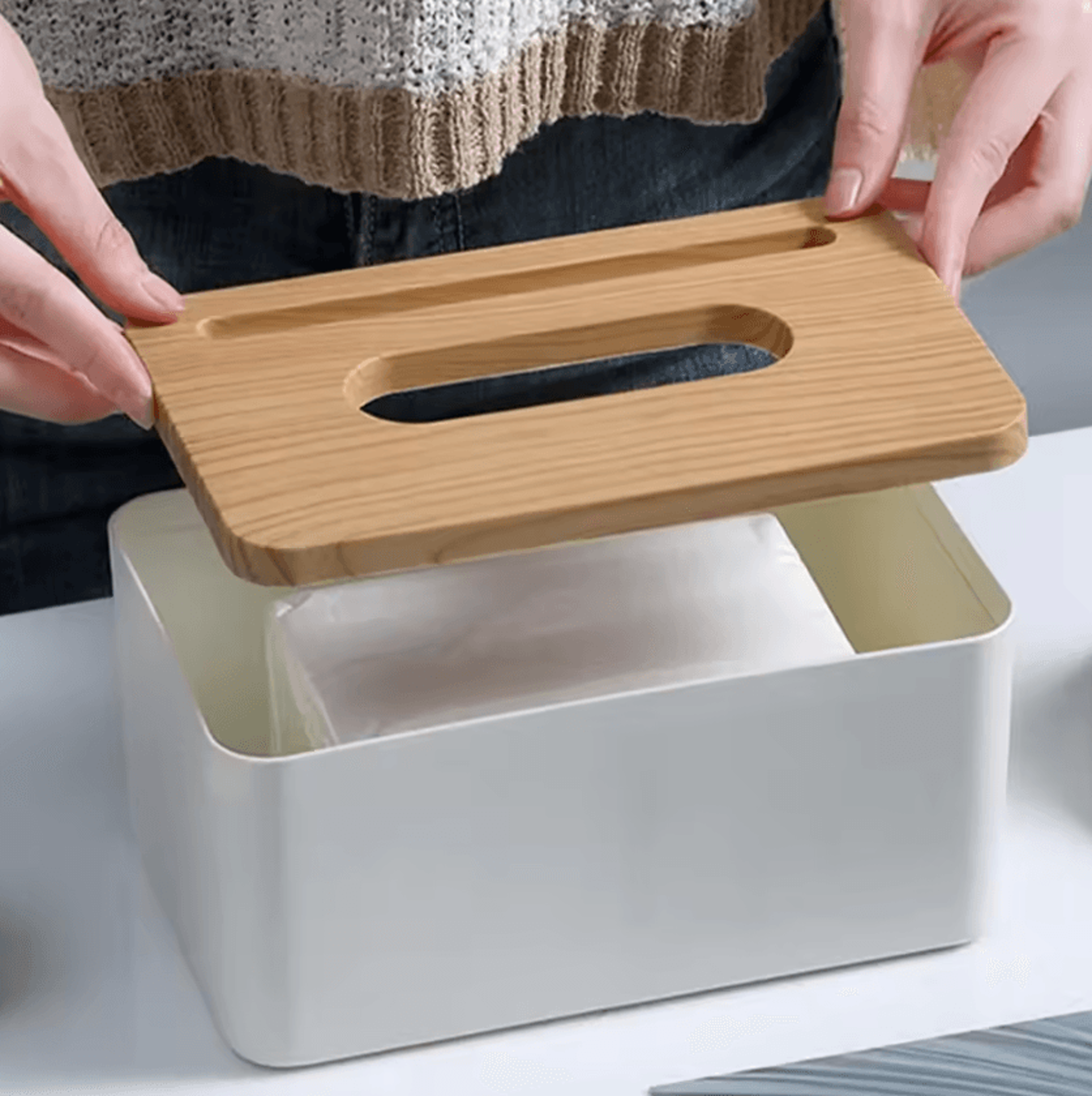 Automatic Lift Tissue Box Spring Holder Organizer For Kitchen  Car 1