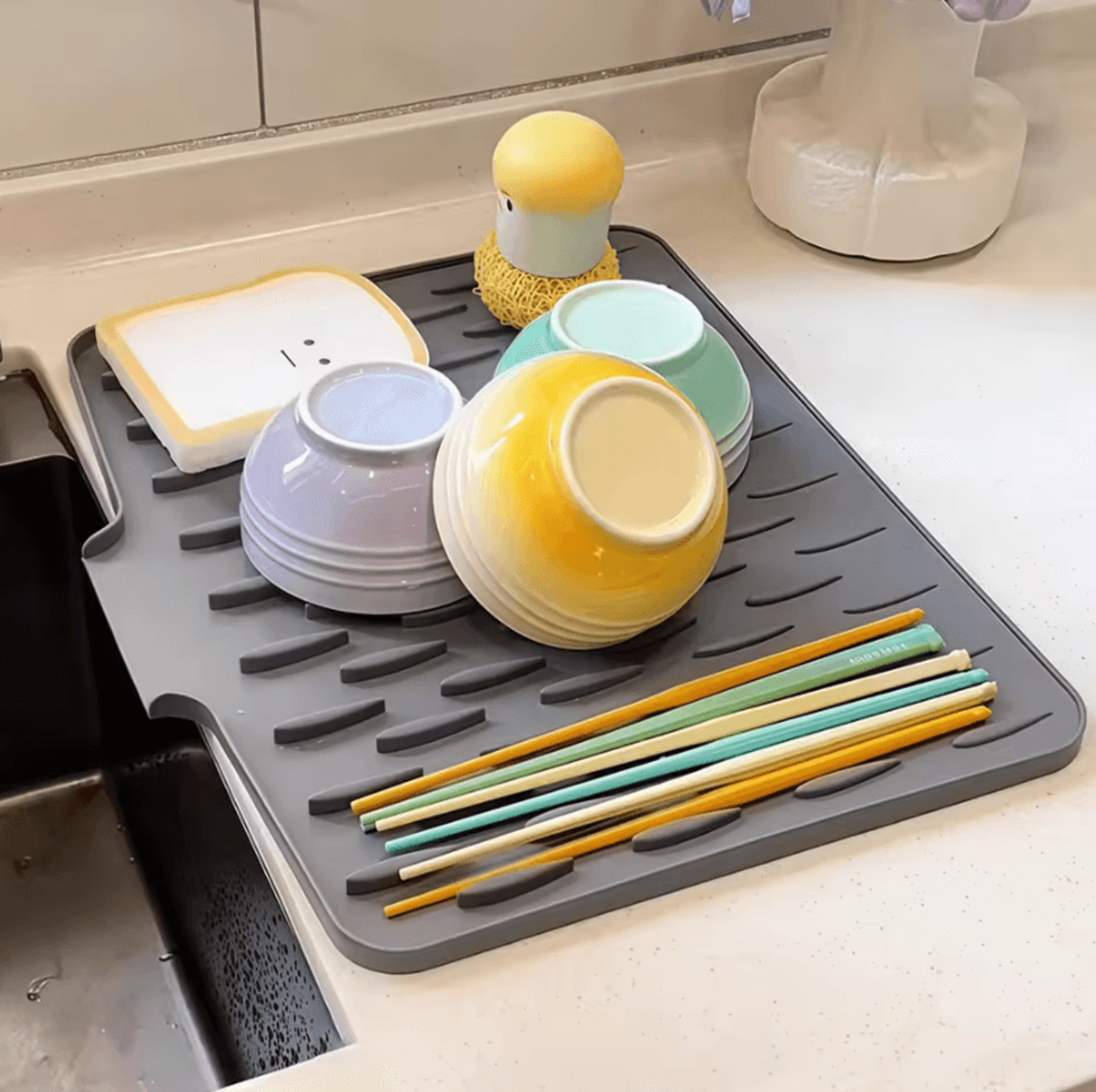 silicone sink drain mat for dishes, fruits & vegetables