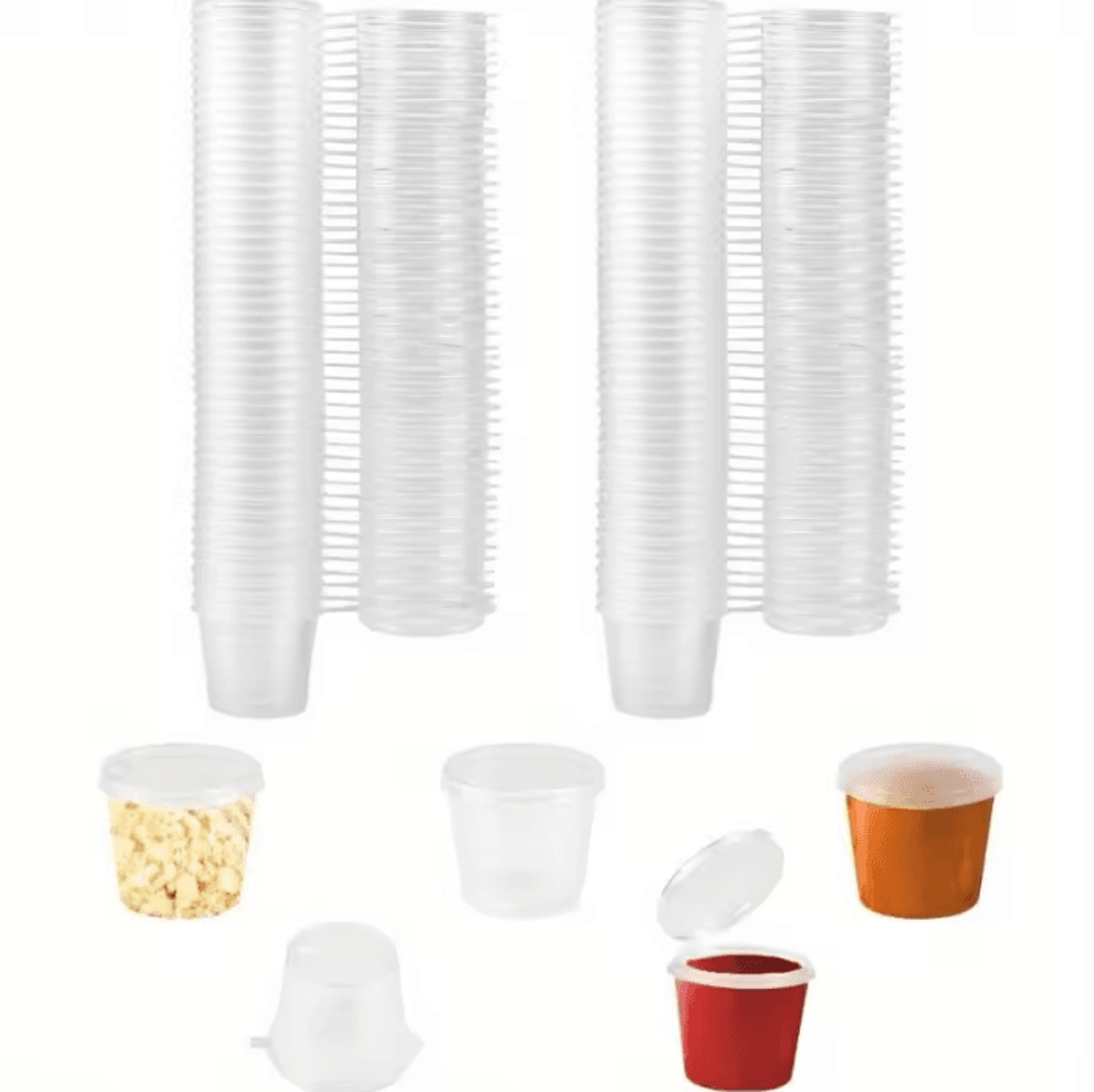 Clear Disposable Sauce Cups With Lids For Food Prep  Storage 0
