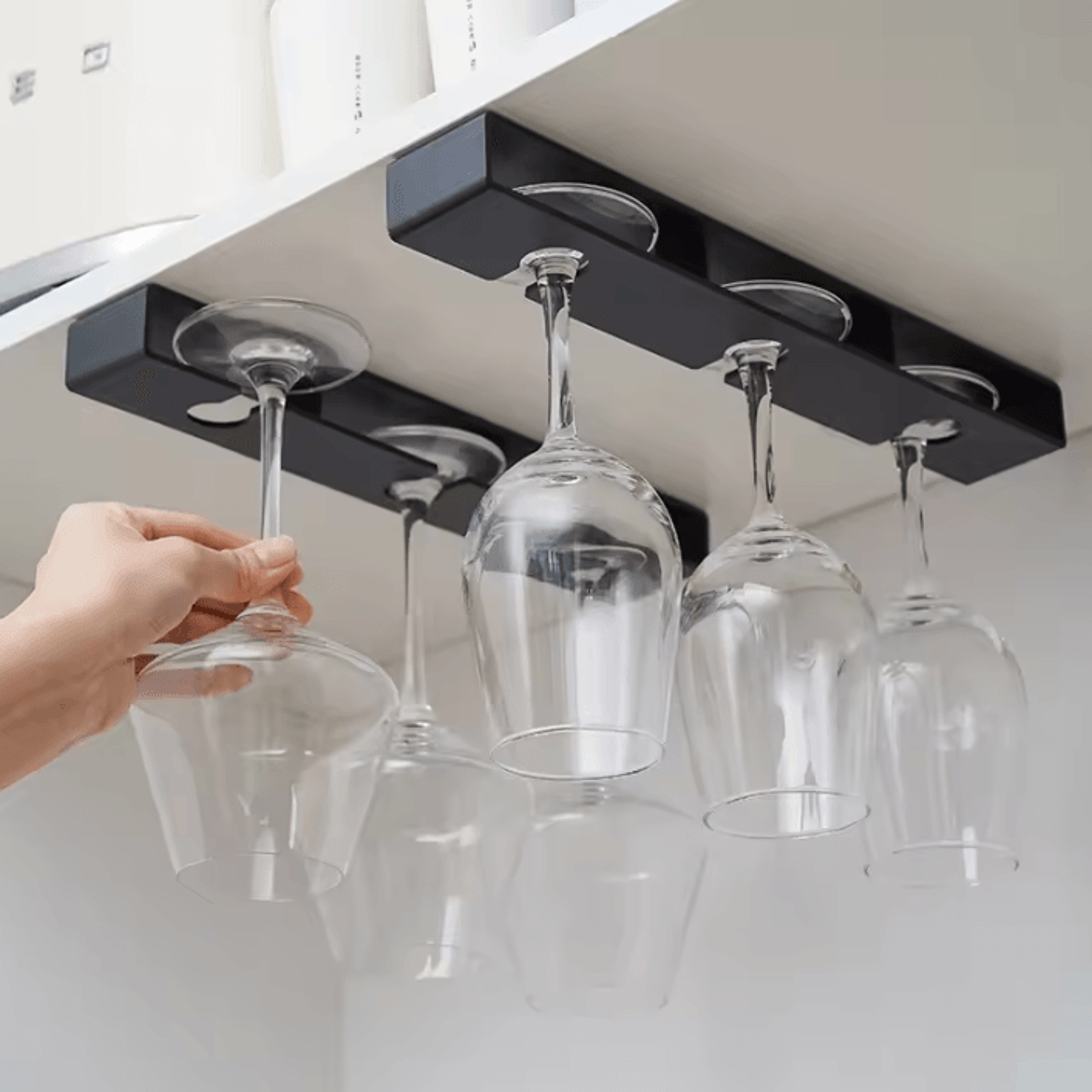 under cabinet wine glass hanging rack for kitchen & bar storage