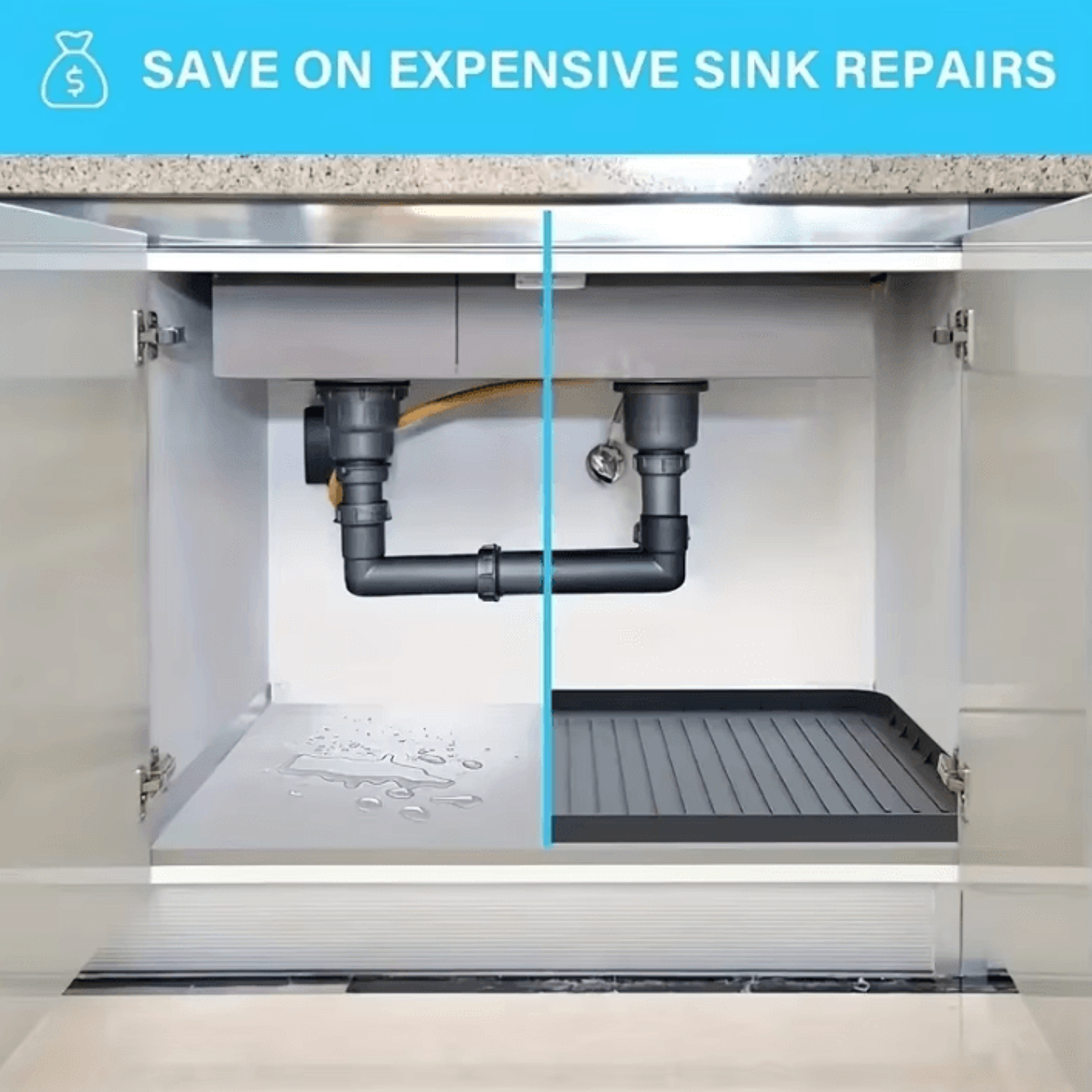 Waterproof UnderSink Cabinet Mat For Kitchen  Bathroom Storage Protection 0