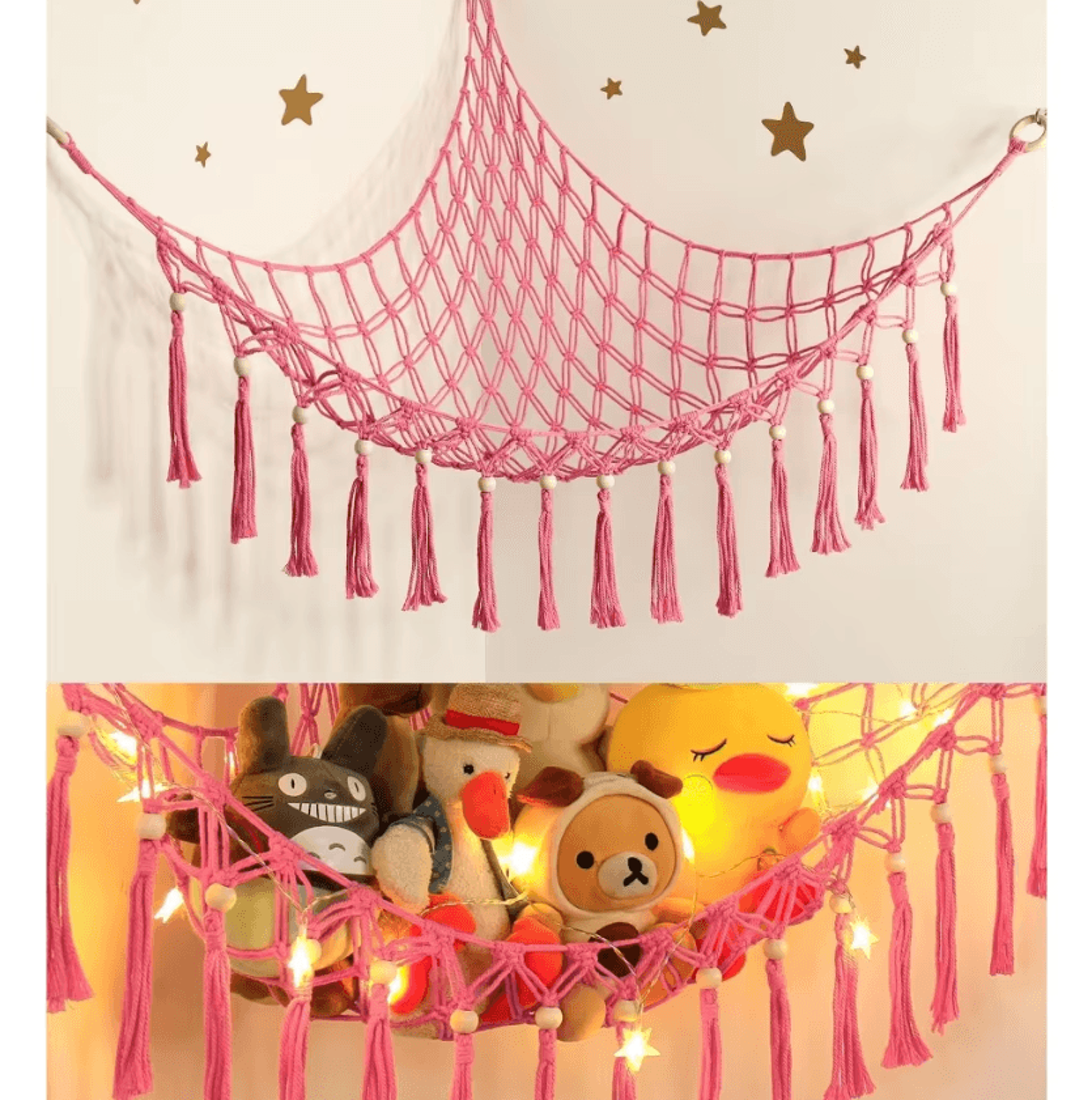 cotton rope toy hammock storage net for stuffed animals & kids rooms