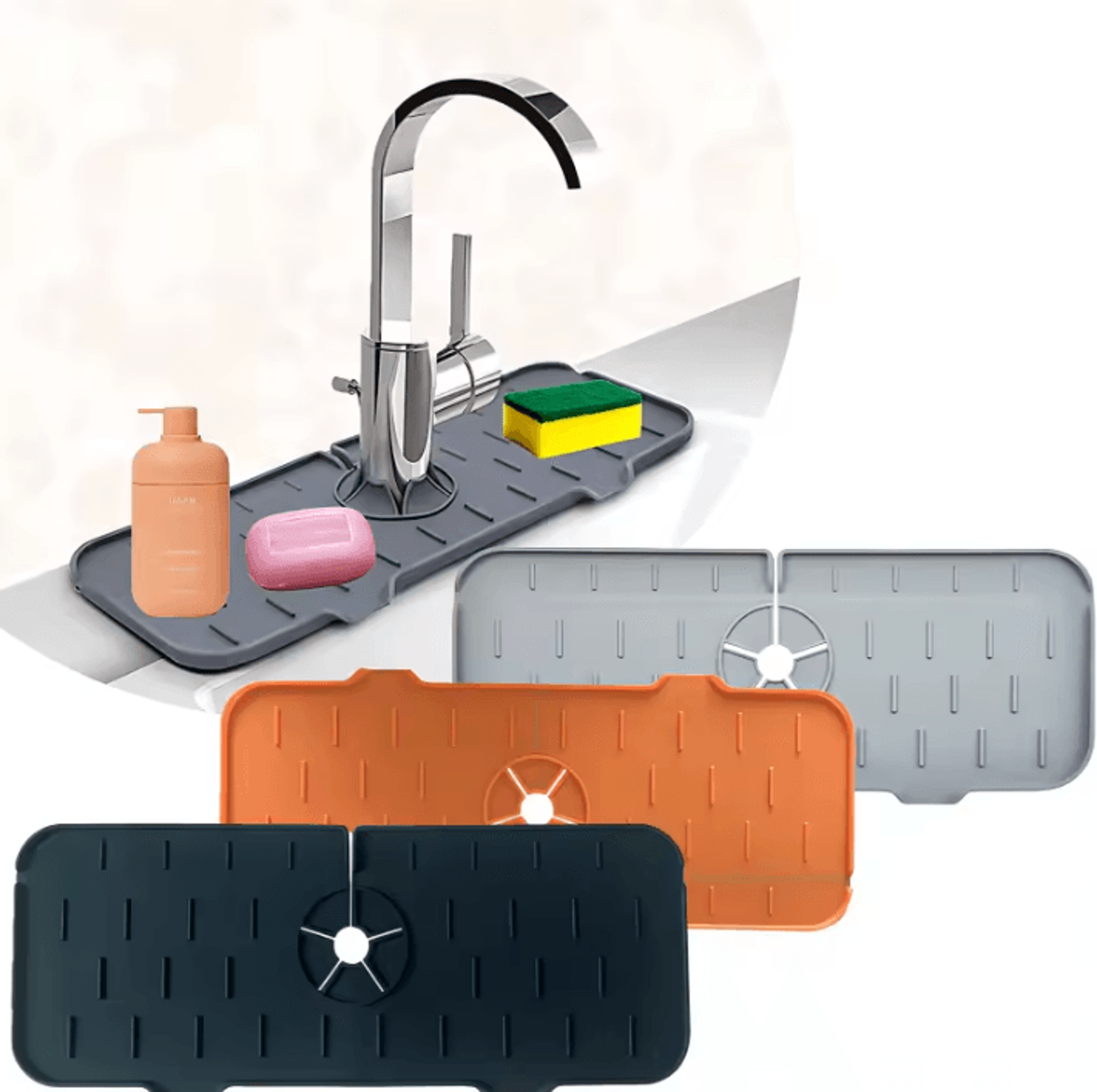quick-dry silicone faucet splash guard & sink absorbent mat