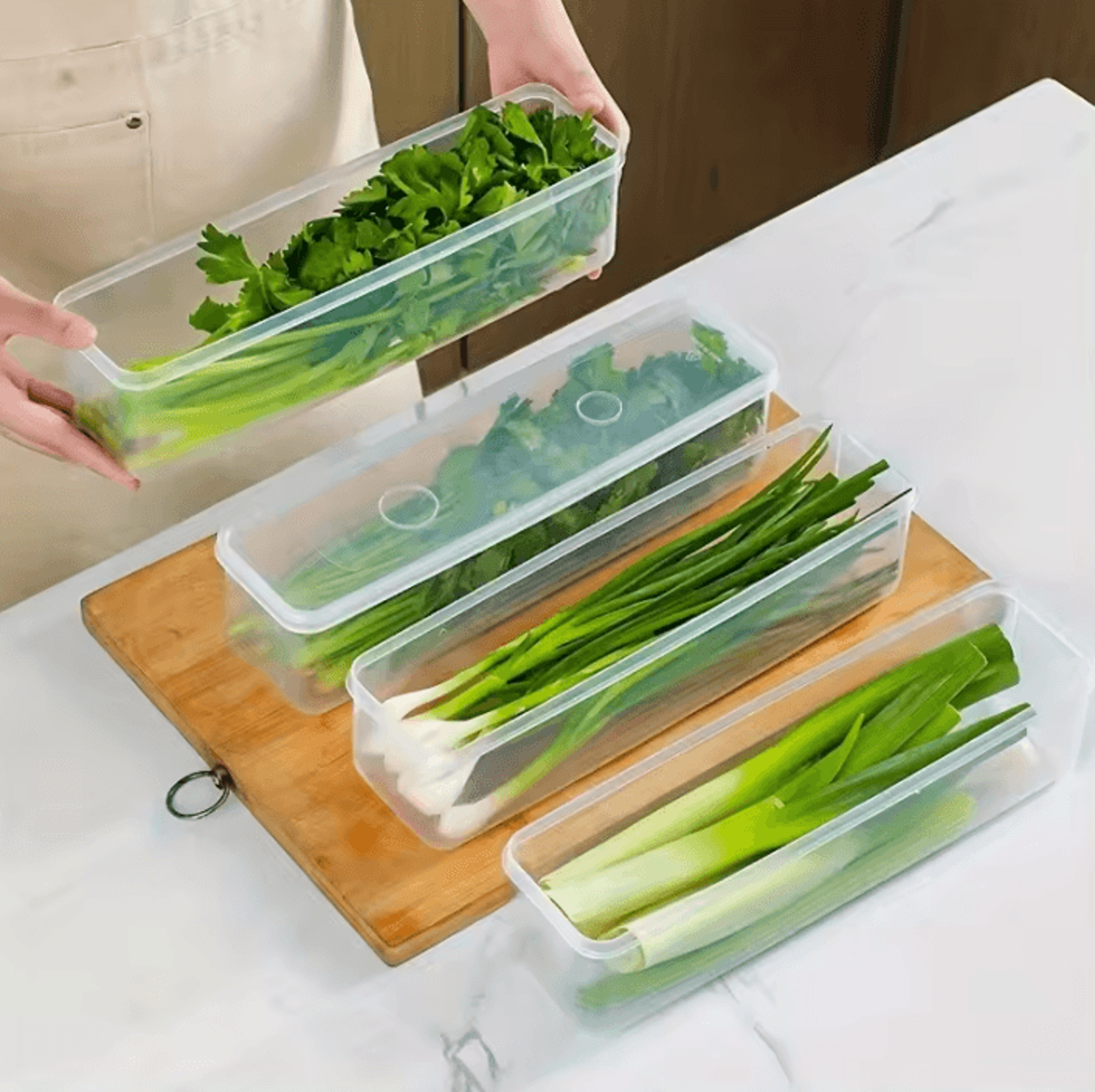 Long Rectangular Vegetable Storage Containers For Refrigerator Organization 4