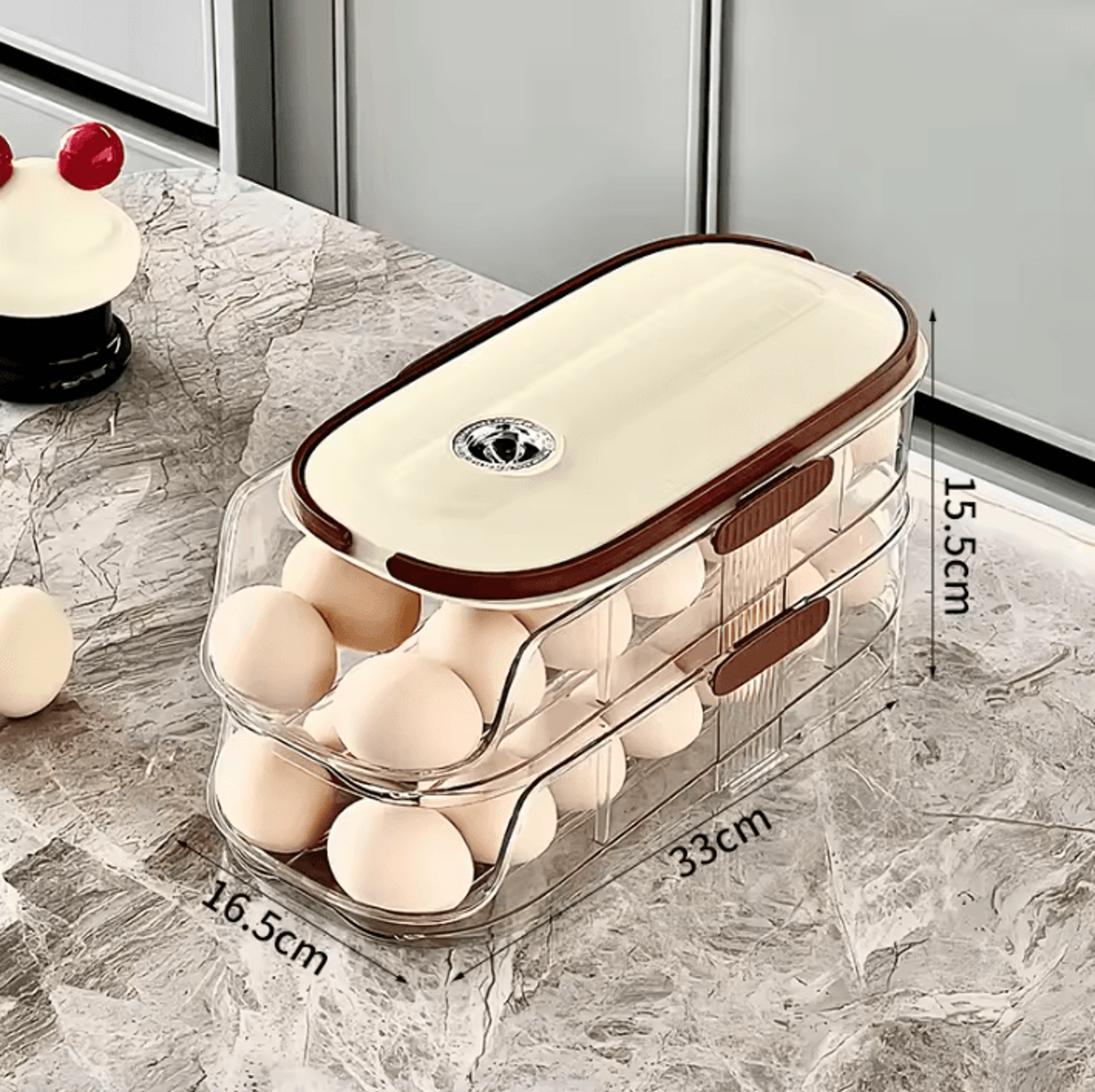 Automatic Rolling Egg Holder Rack For Refrigerator  Kitchen Storage 5