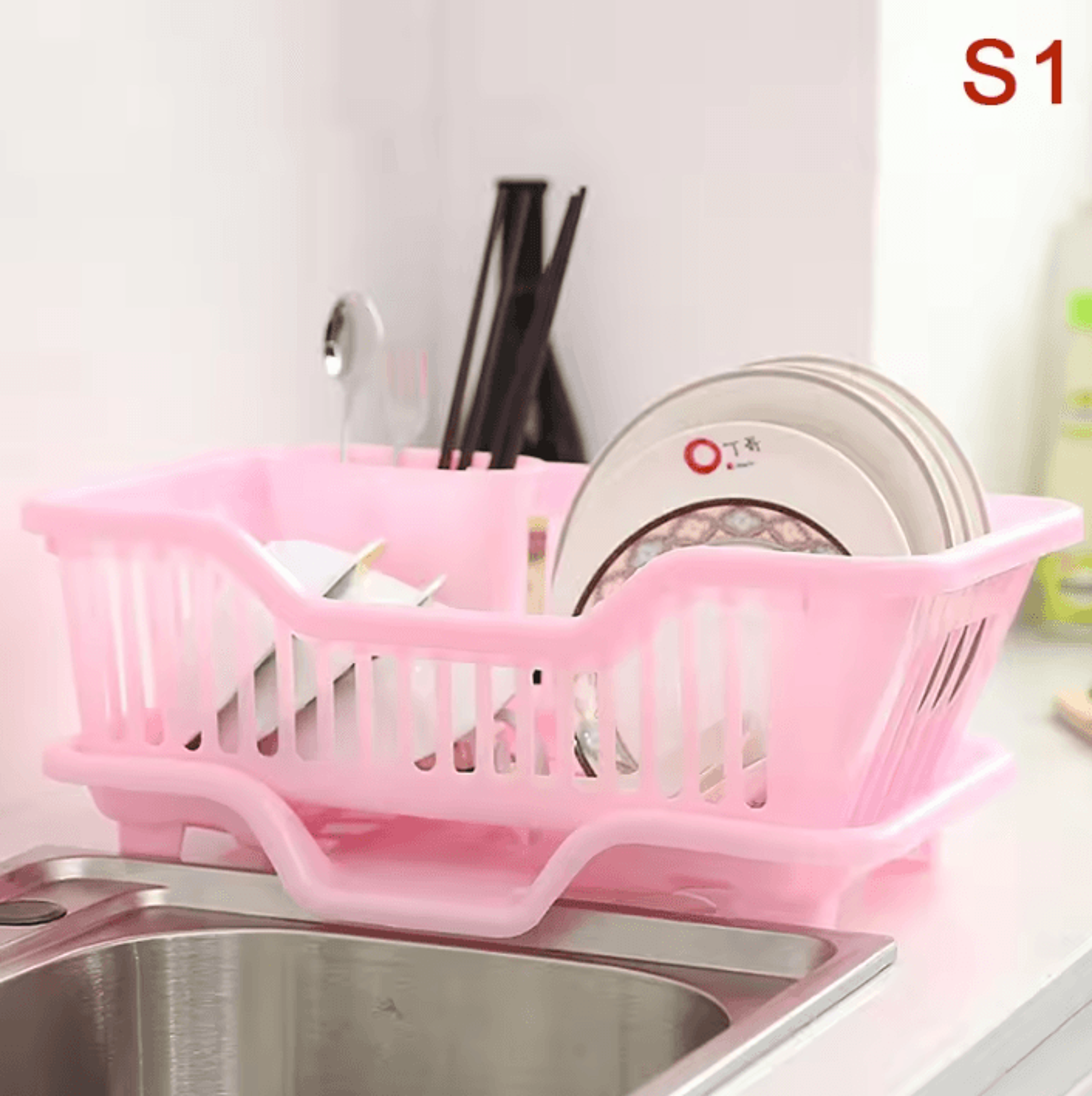 AquaFlow Kitchen Dish Drying Rack With Drain Board  Utensil Holder 3