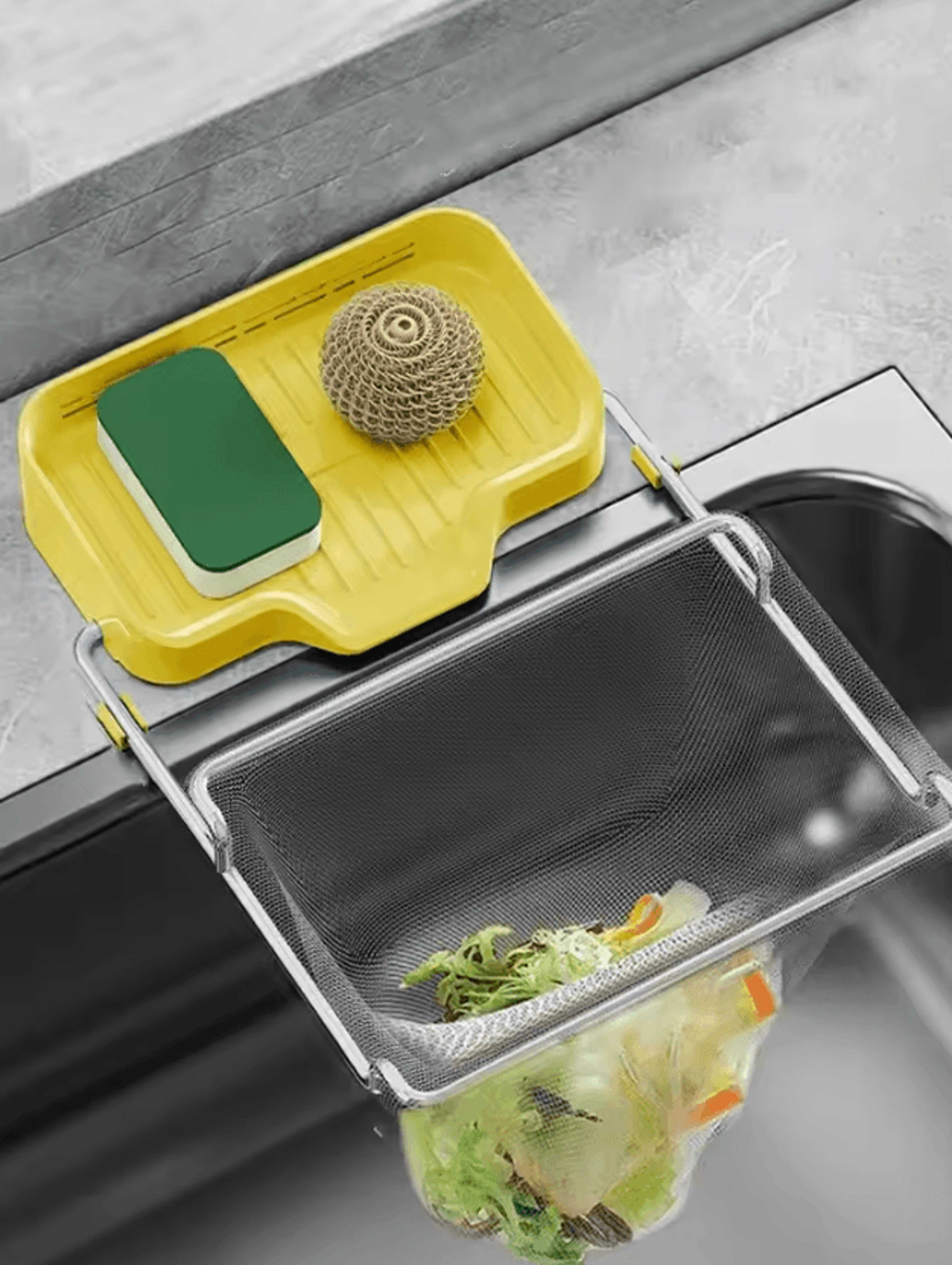 MeshGuard Kitchen Sink Strainer Rack  Drain Basket With 50 Disposable Filter Bags 5
