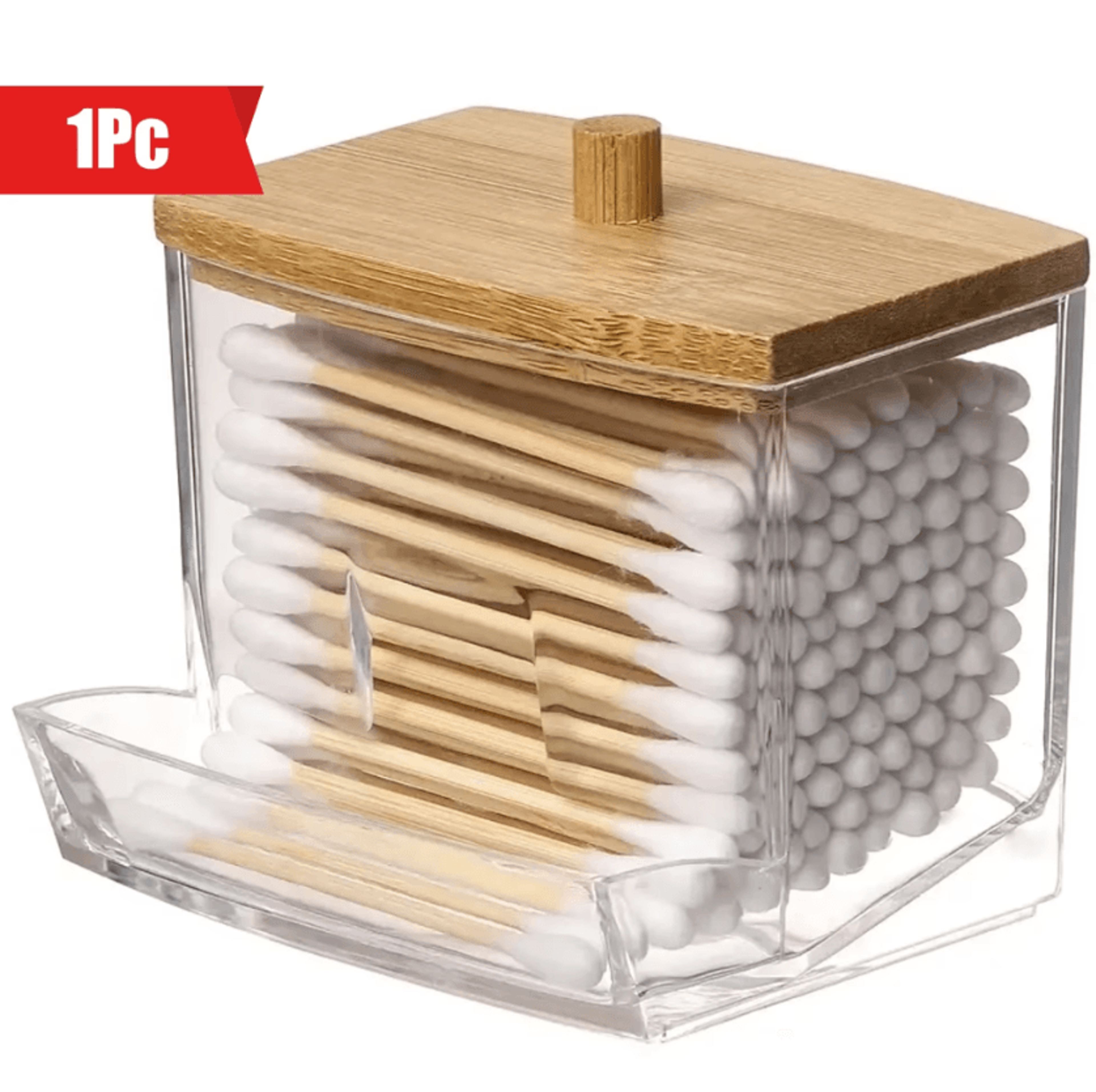 clear cotton swab & pad organizer dispenser with lid