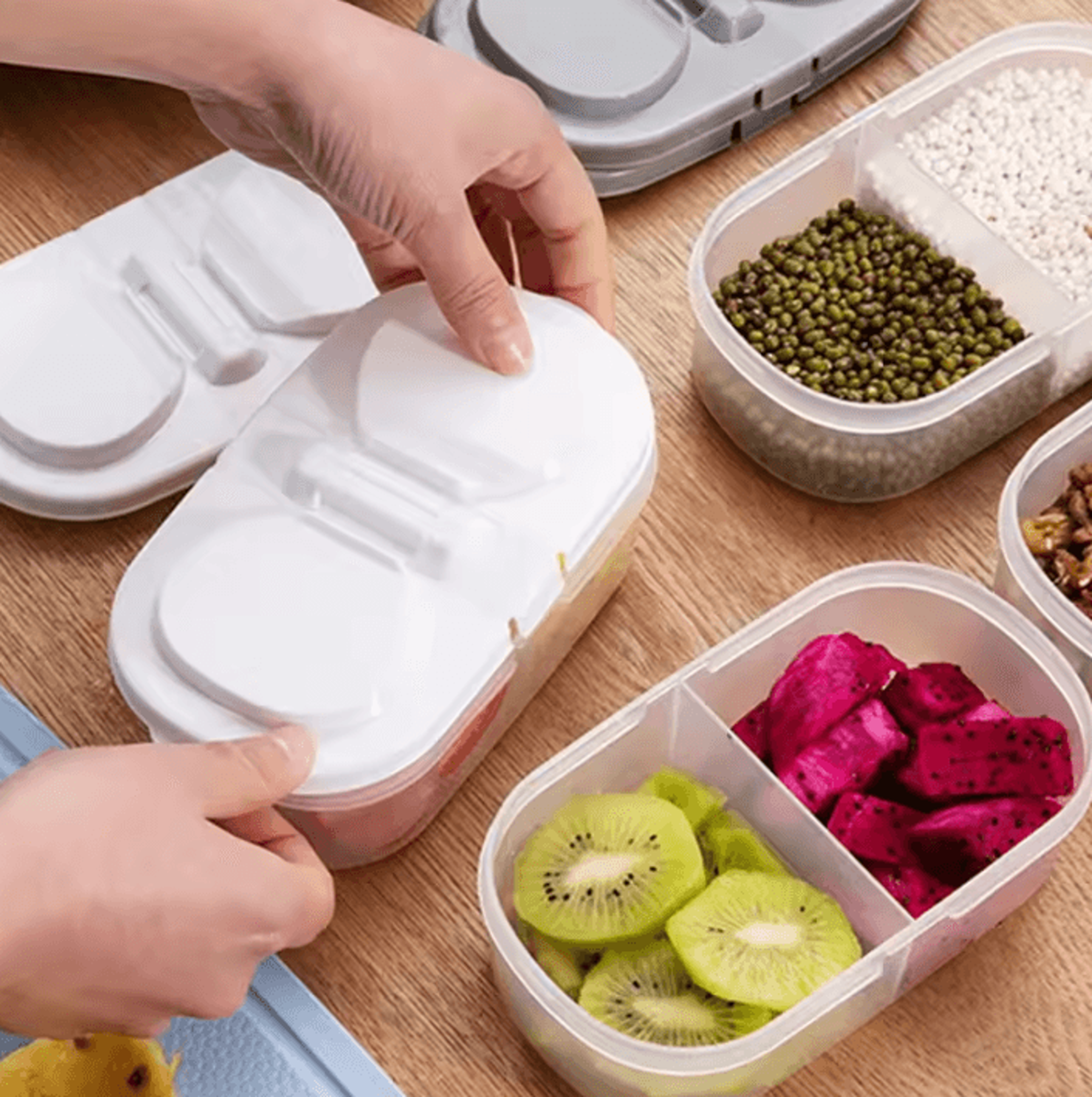 double compartment food storage jar with sealed lid
