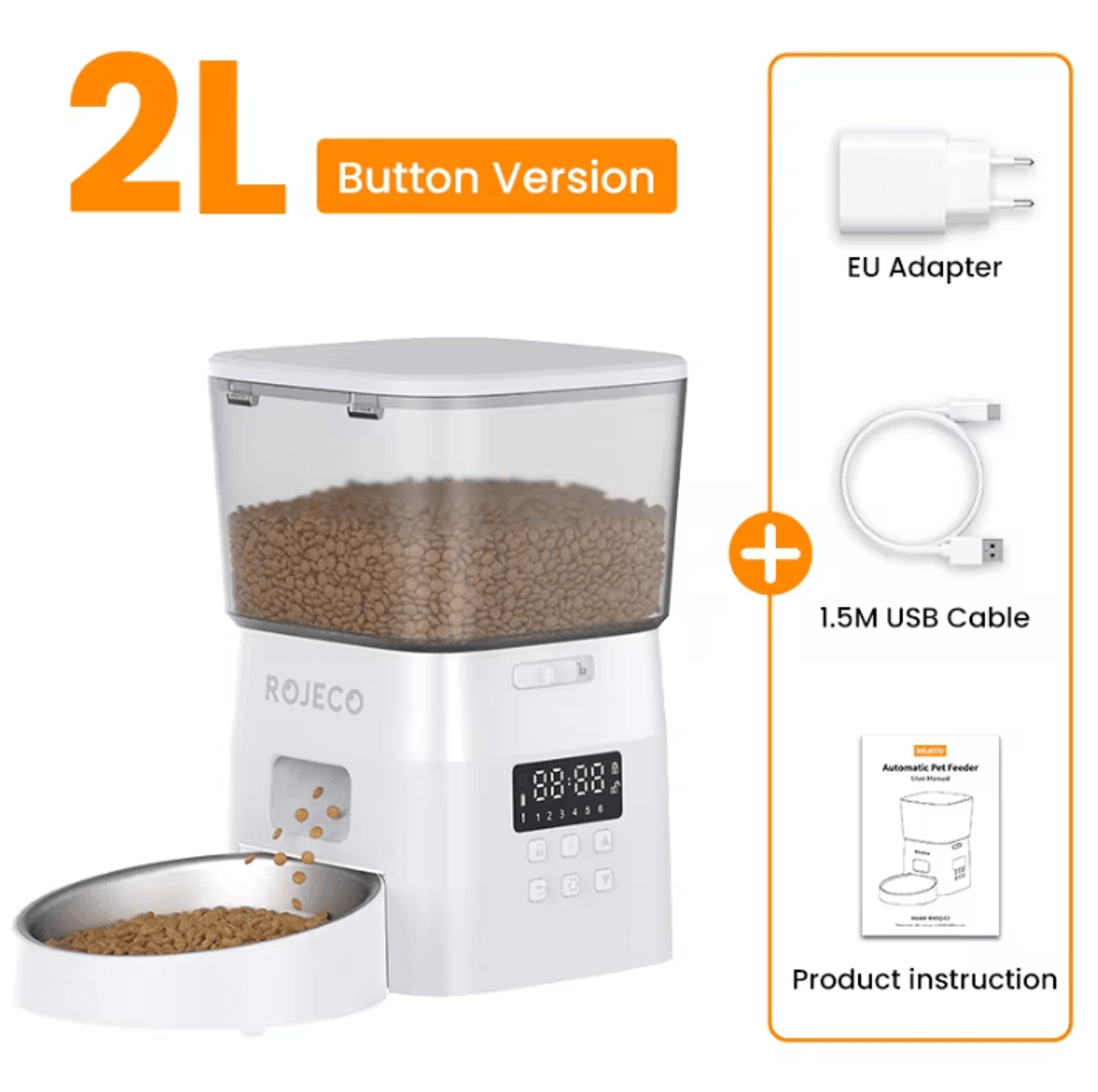 SmartServe ButtonControl Automatic Pet Feeder By ROJECO 4