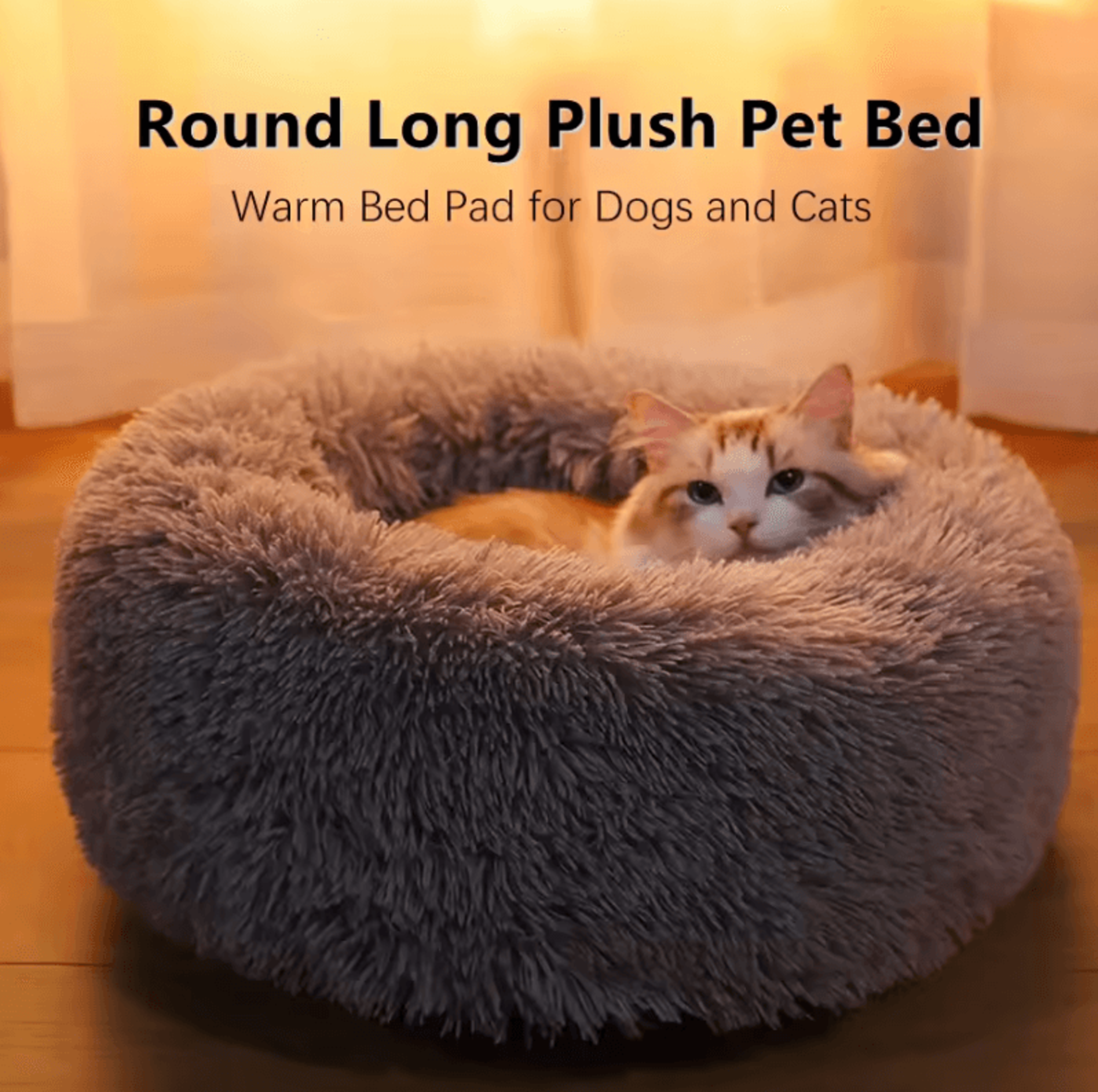 Calming Plush Donut Pet Bed For Cats  Small Dogs 0
