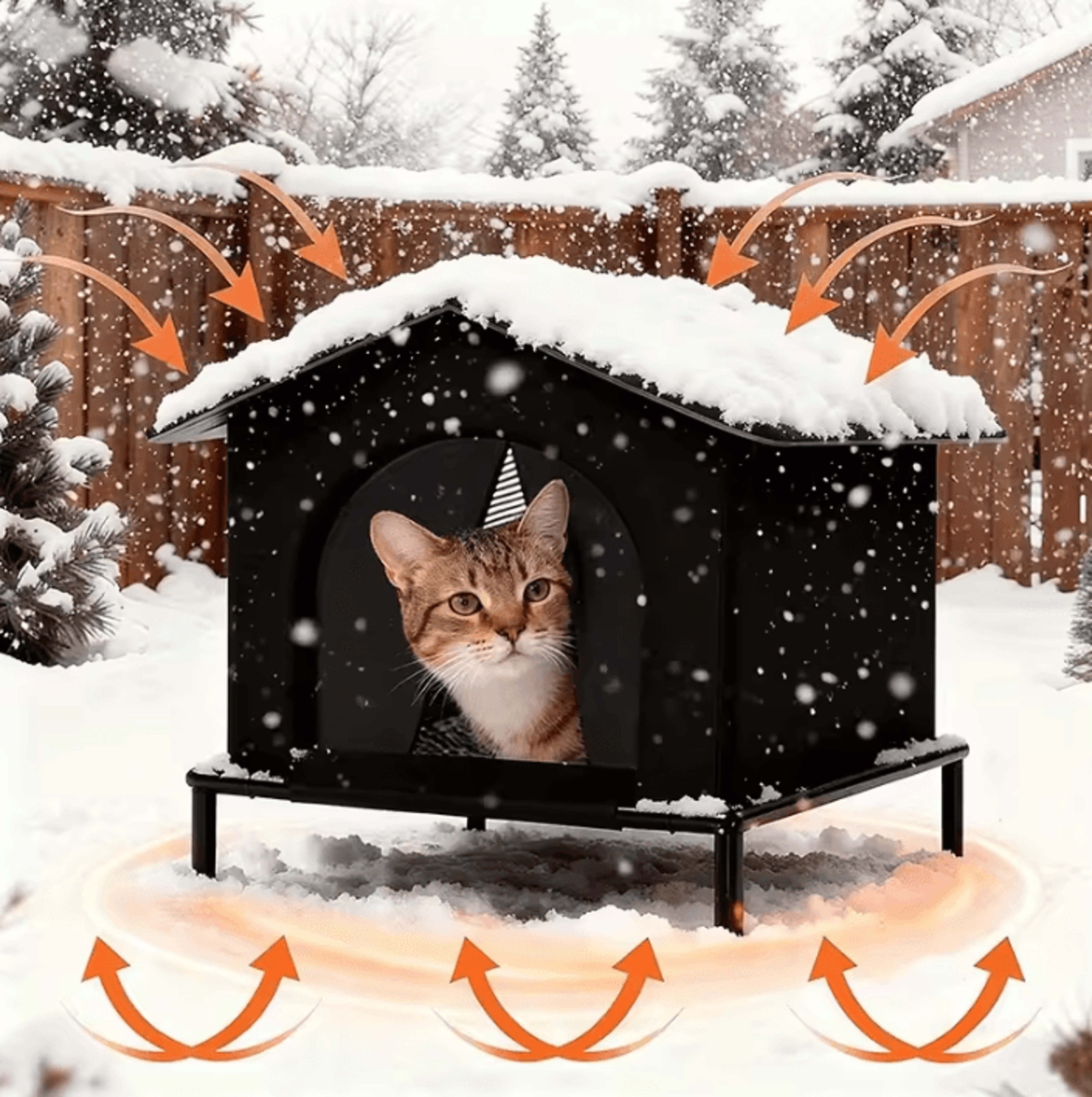 insulated outdoor cat shelter house with cushion & winter protection
