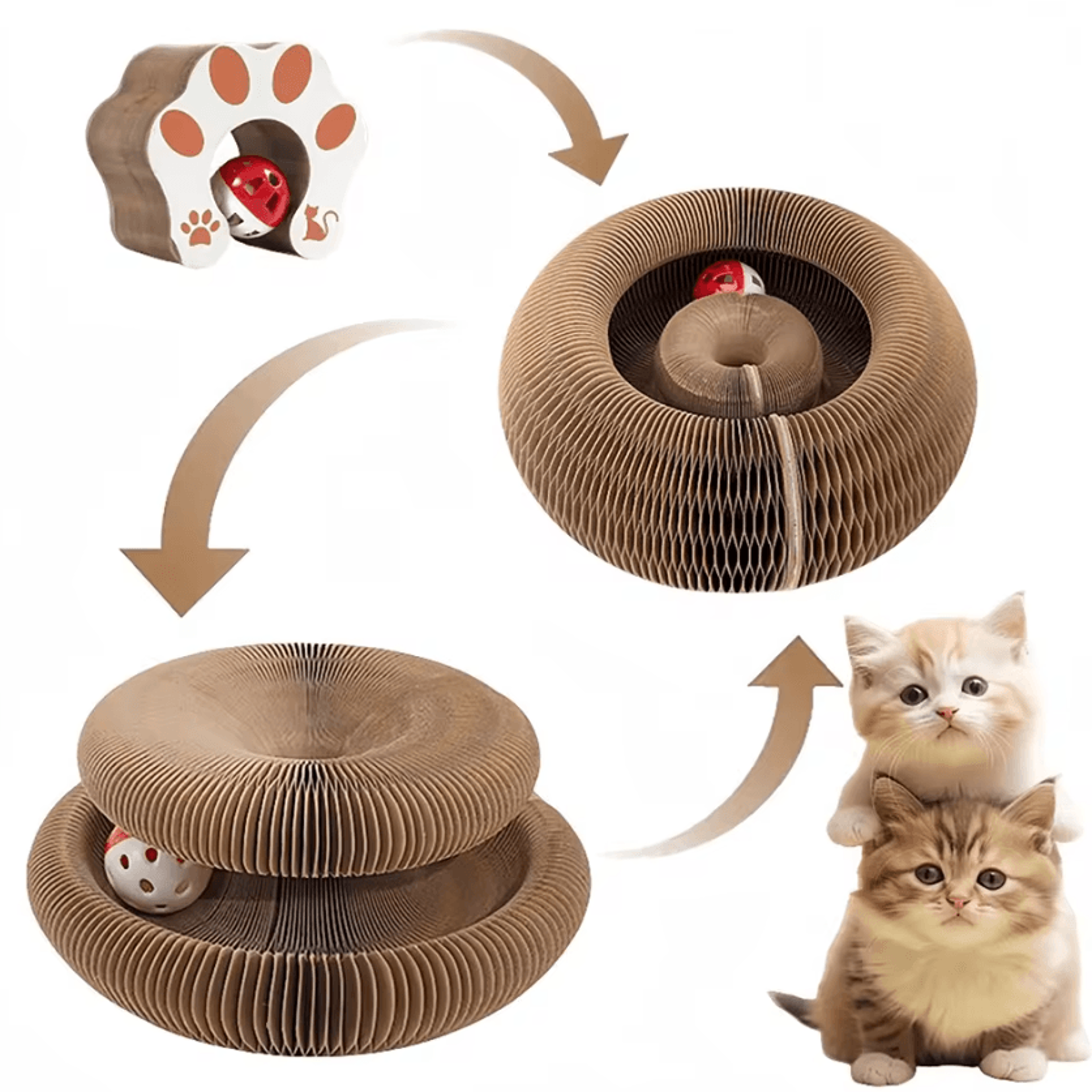 cozypaws foldable cat scratcher tunnel toy with catnip & bell