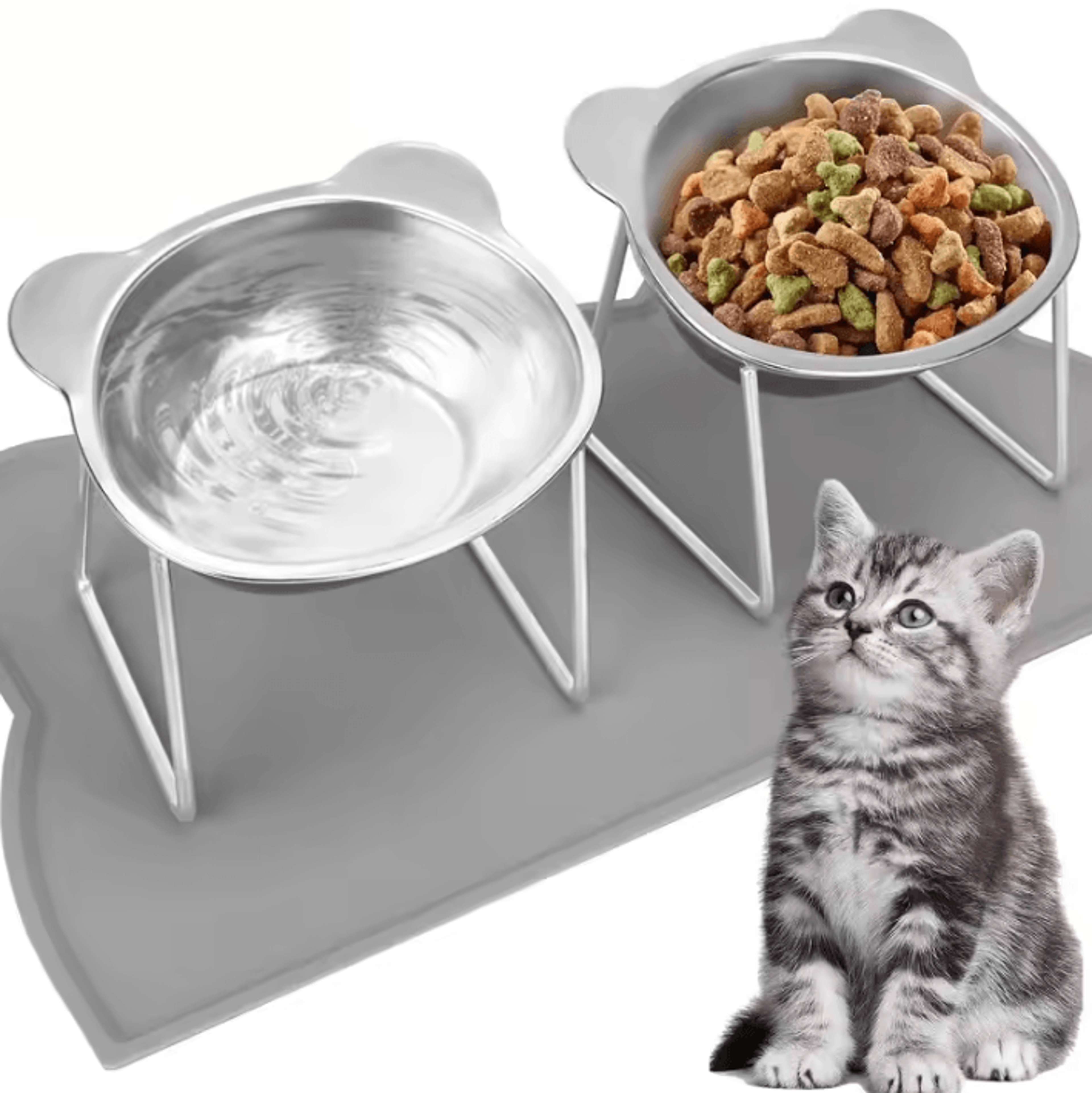 cozytilt elevated stainless steel cat bowl set