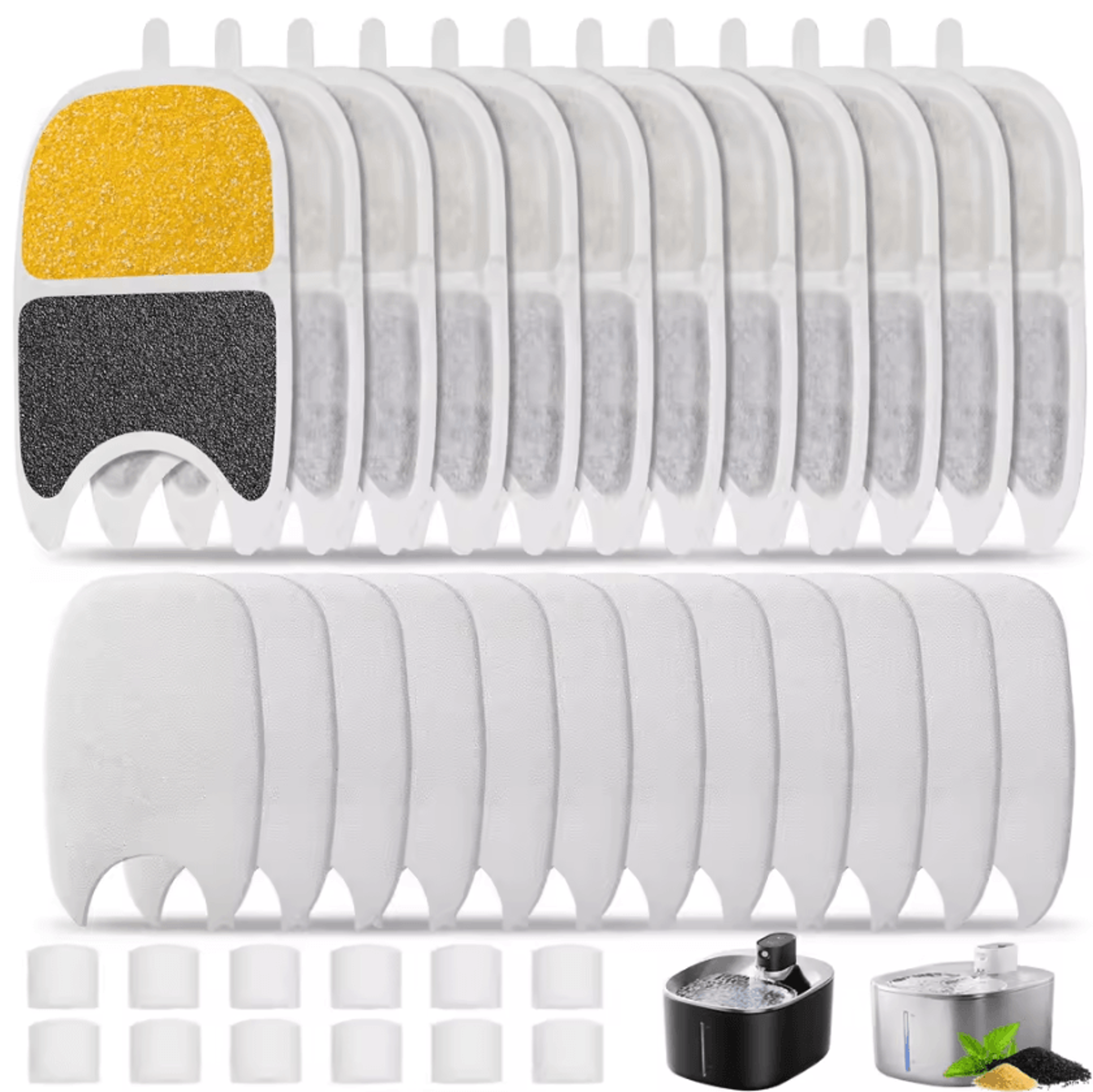 pureflow 12-pack cat water fountain filters & pump sponges for apetdola pet water fountain