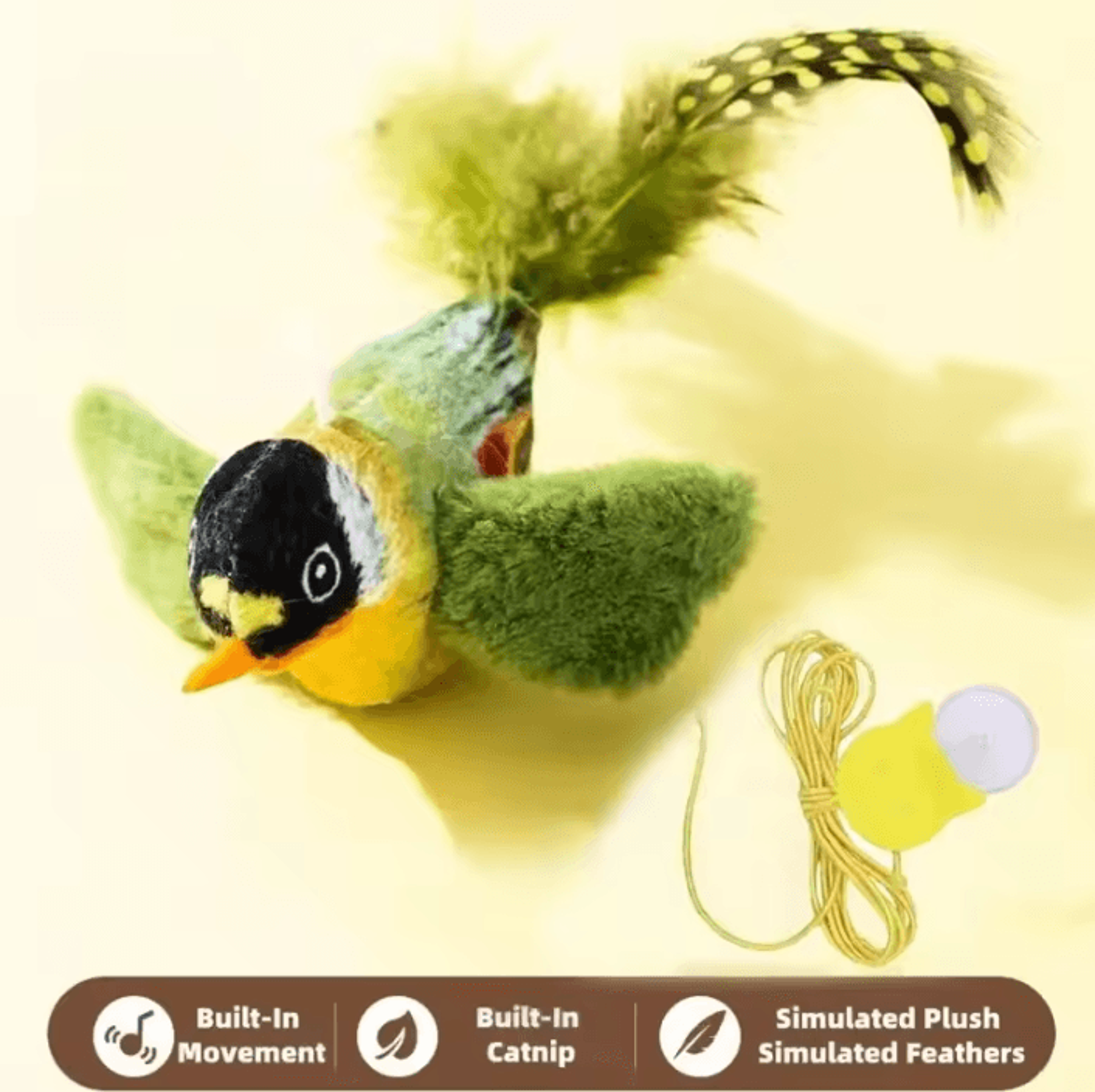 Interactive Chirping Bird Cat Toy With Elastic Rope For Indoor Cats 3